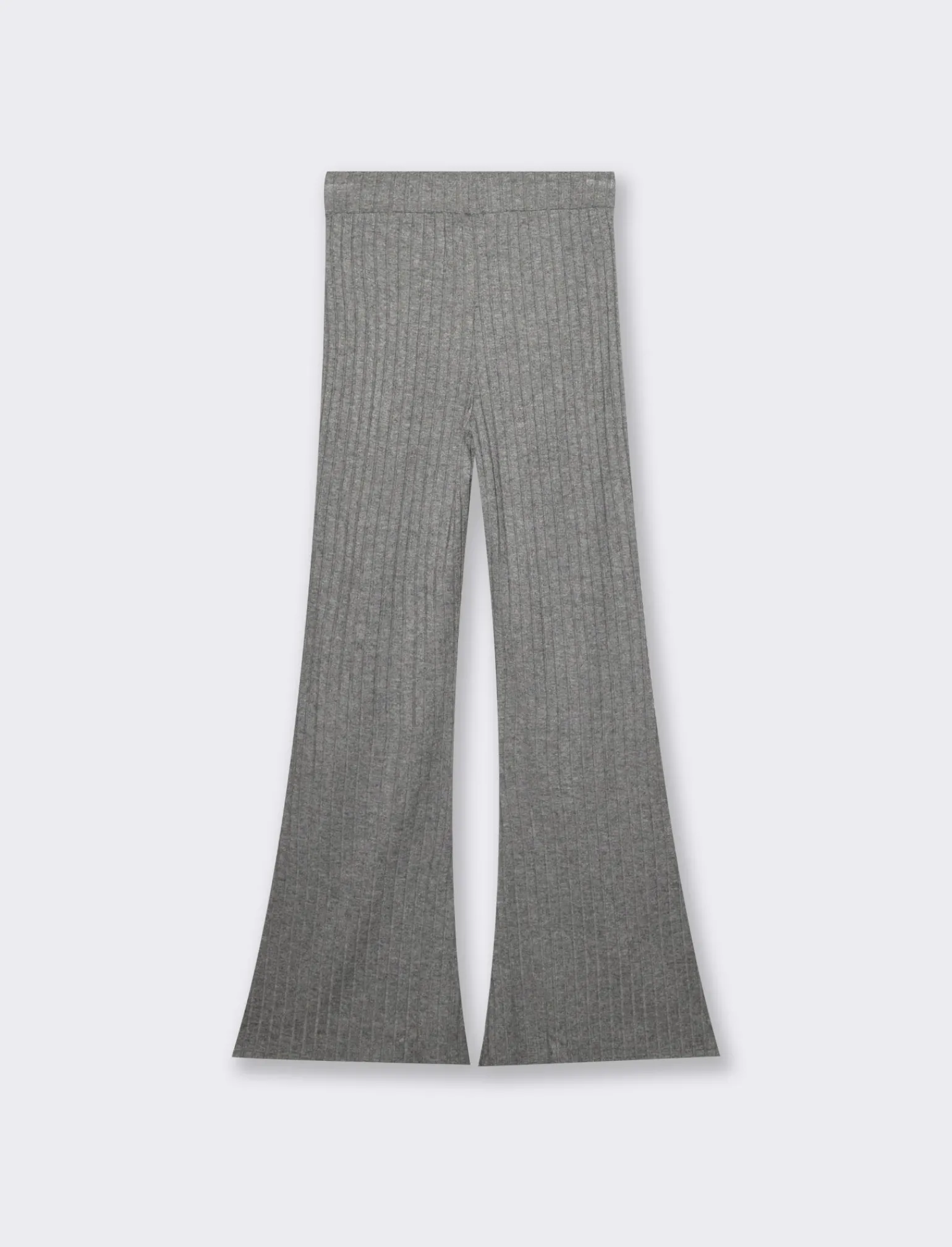Donna Piazza Italia Pantaloni<Pantalone flare con elastico in vita e lavorazione a coste larghe - melange