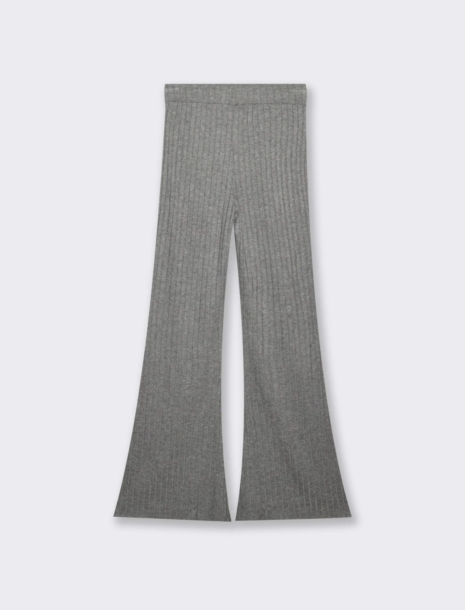 Donna Piazza Italia Pantaloni<Pantalone flare con elastico in vita e lavorazione a coste larghe - melange