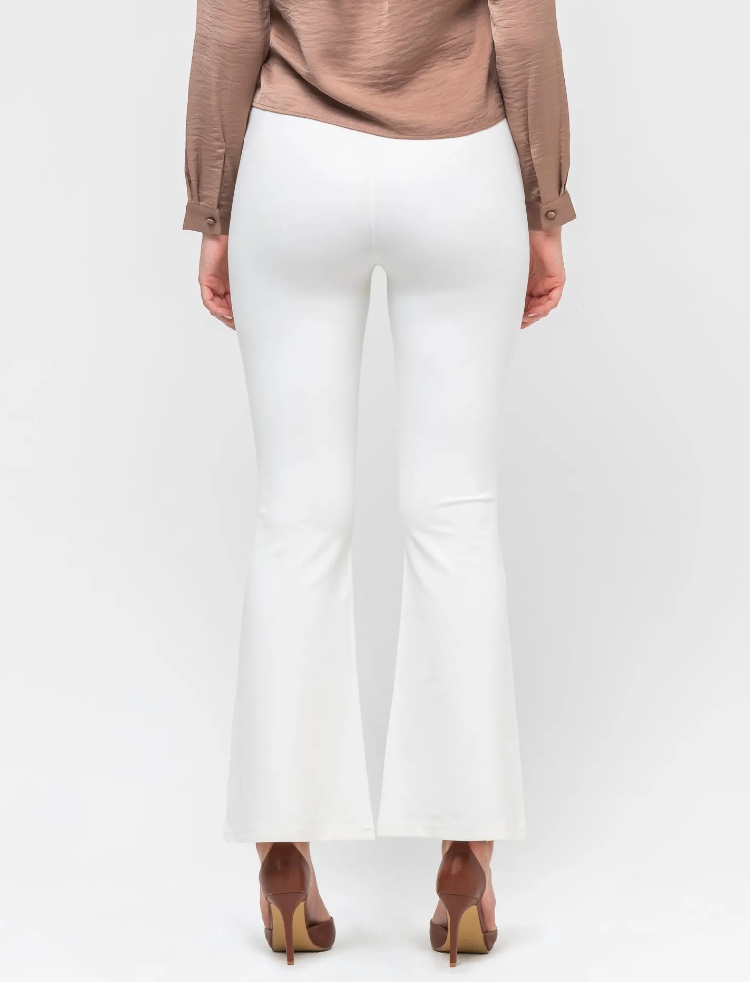 Donna Piazza Italia Pantaloni<Pantalone flare in punto milano con bustino elastico - Avorio