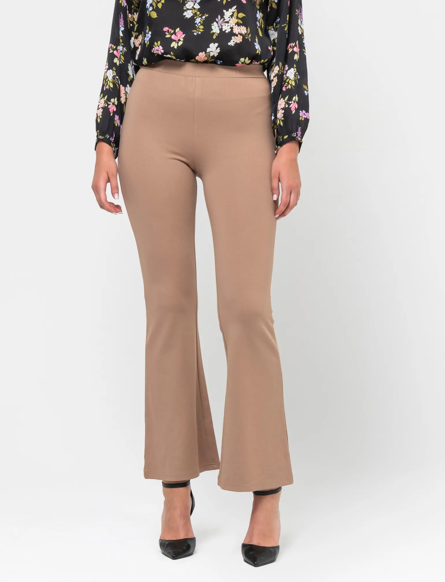 Donna Piazza Italia Pantaloni<Pantalone flare in punto milano con bustino elastico - Cammello