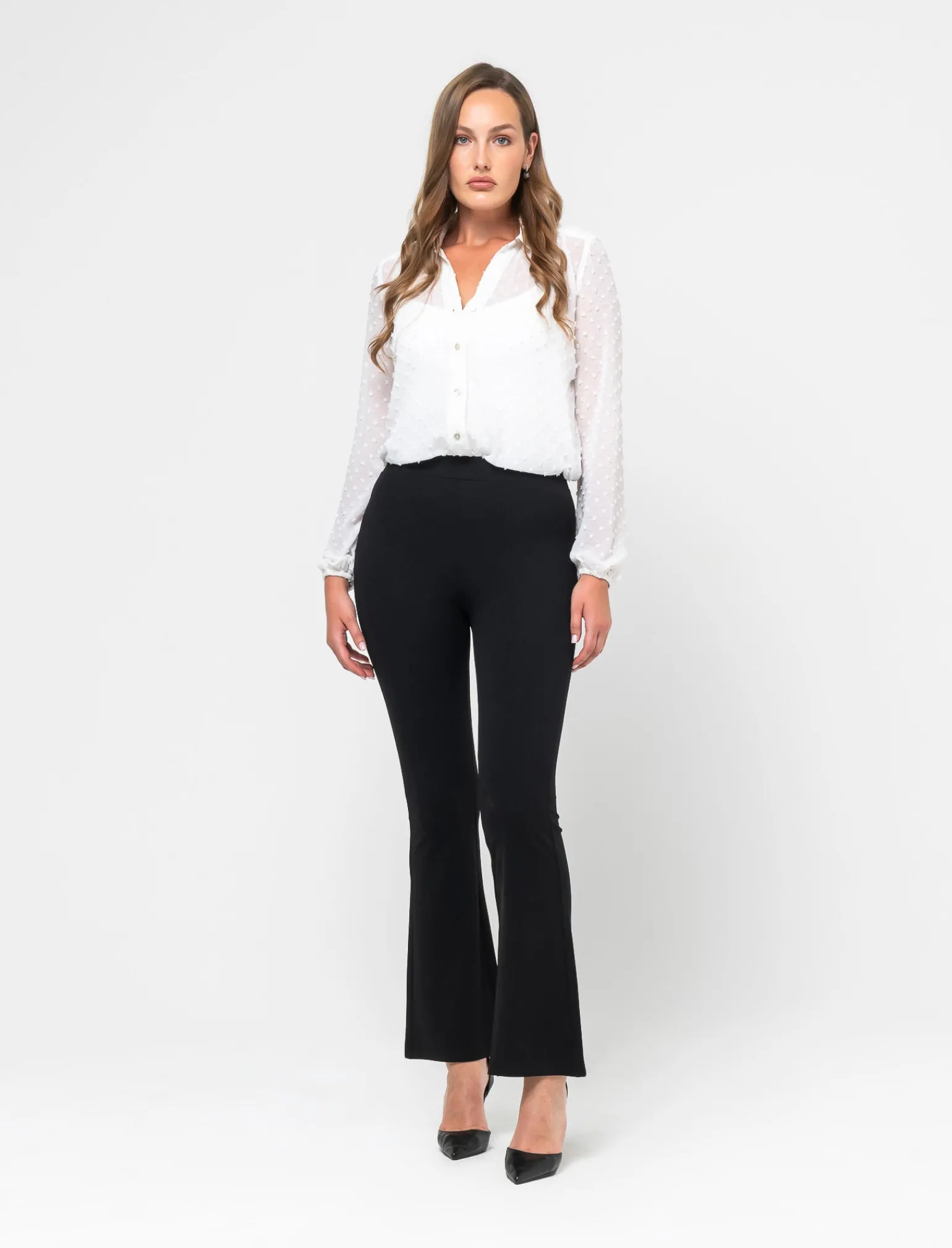 Donna Piazza Italia Donna | Pantaloni<Pantalone flare in tessuto scuba con elastico in vita -