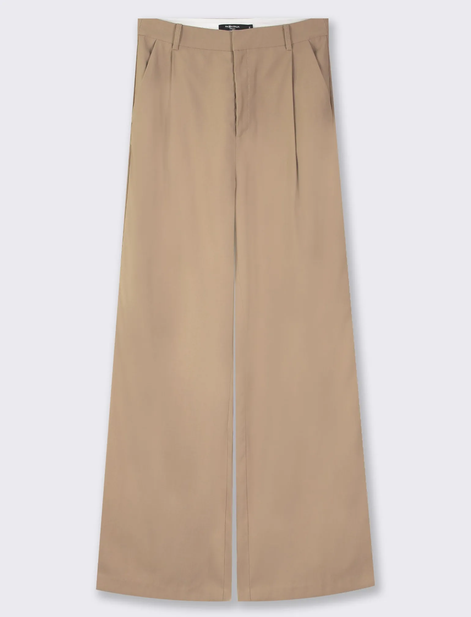 Donna Piazza Italia Pantaloni<Pantalone fromale modello a palazzo in tessuto fluido - castoro