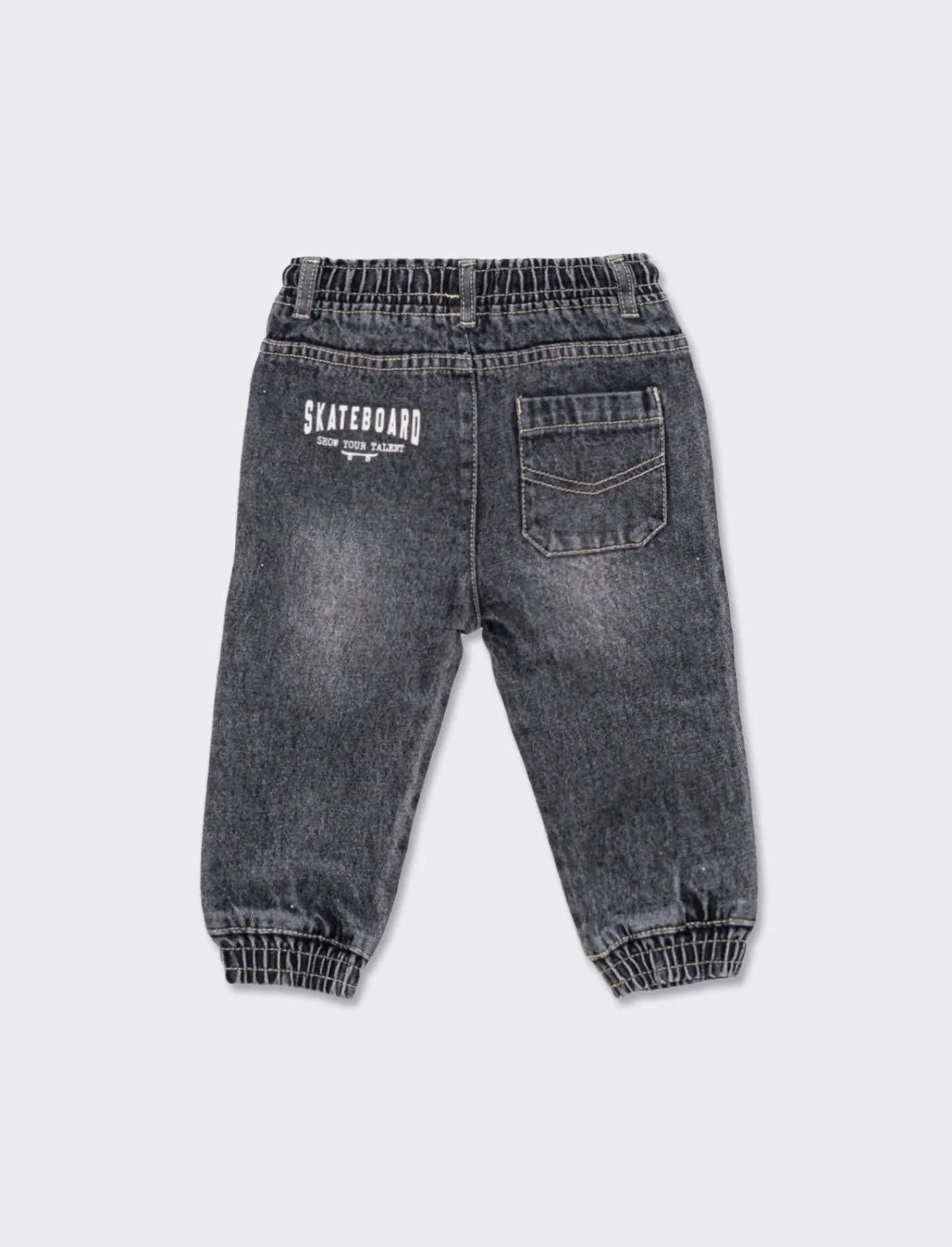 Piazza Italia Jeans<Pantalone in denim modello jogger con lacci in vita e stampa sul dietro -