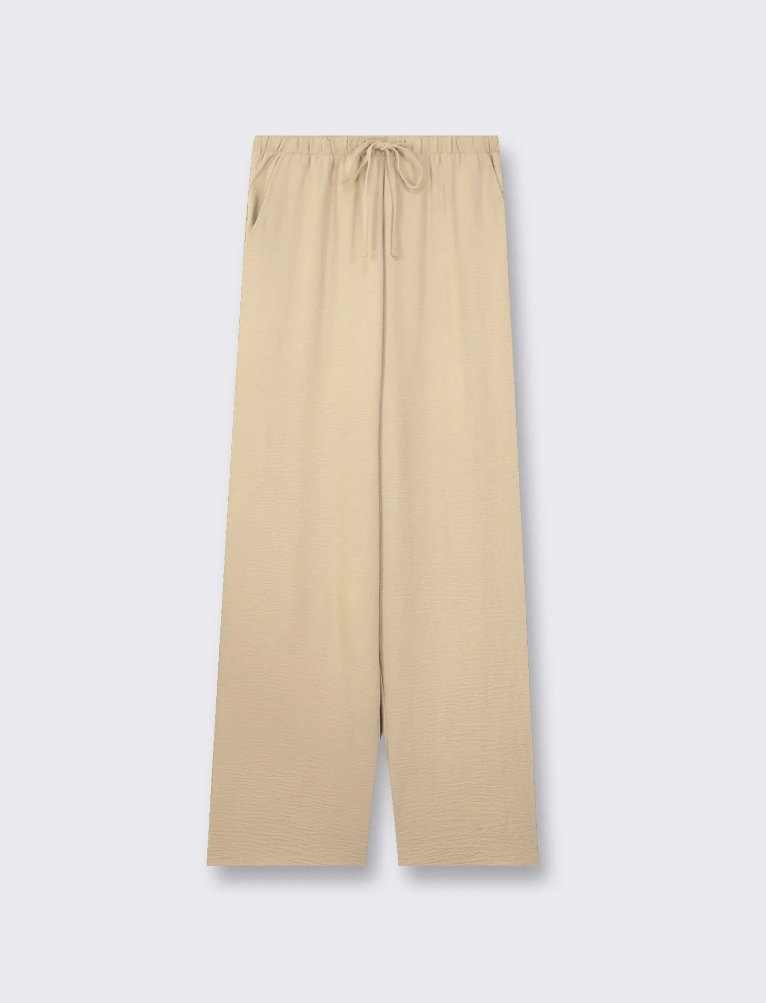 Donna Piazza Italia Pantaloni<Pantalone in tessuto fluido con elastico e coulisse in vita vestibilità straight - Beige corda