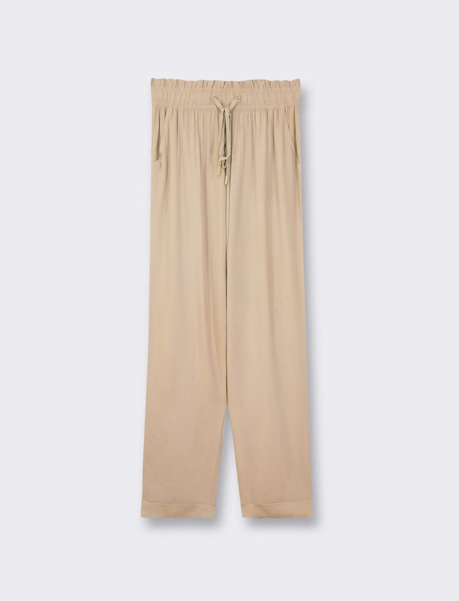 Donna Piazza Italia Donna<Pantalone in tessuto leggero con fusciacca ed elastico - fieno