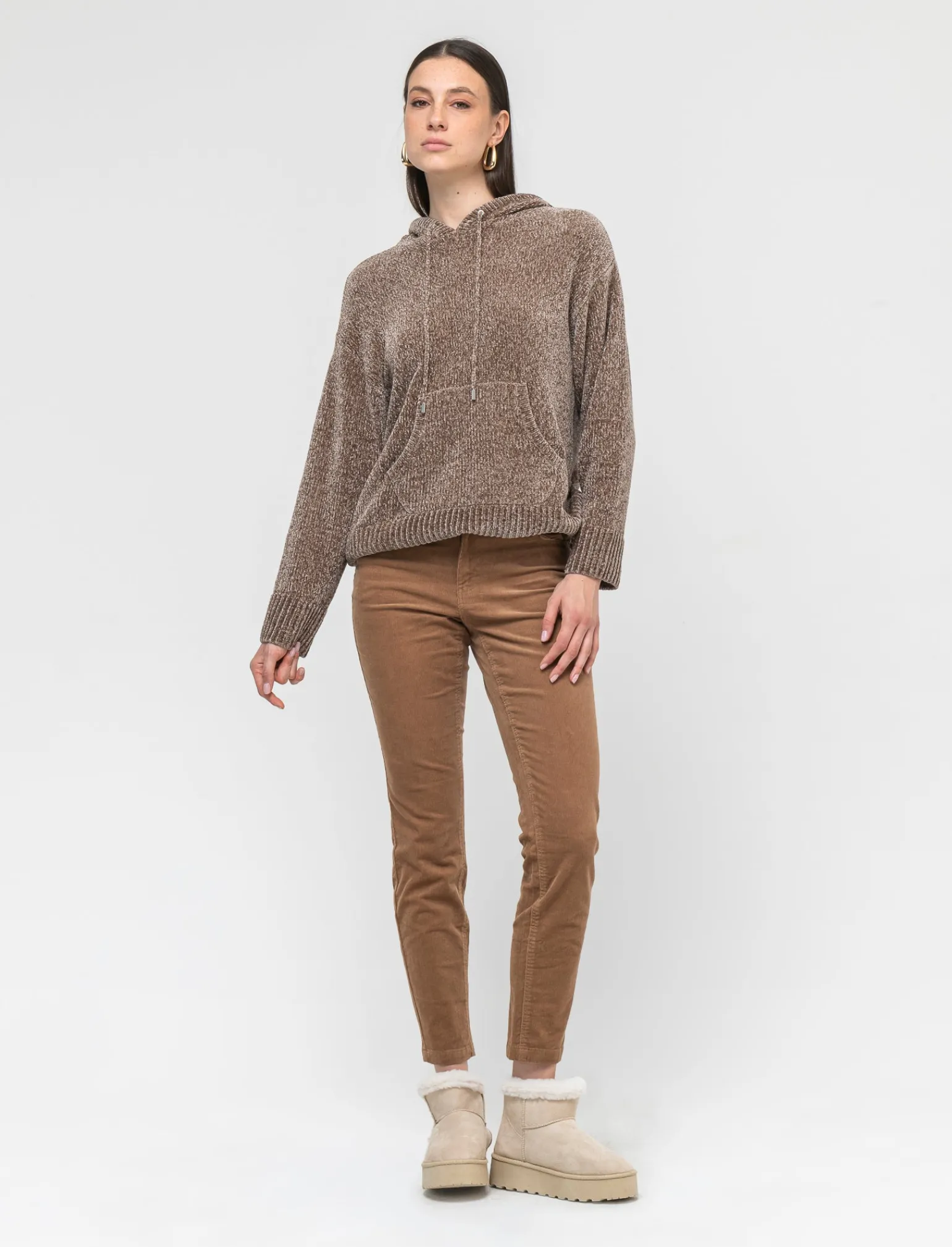 Donna Piazza Italia Donna | Pantaloni<Pantalone in velluto 5 tasche skinny chiusura con bottone e zip di metallo - Beige corda