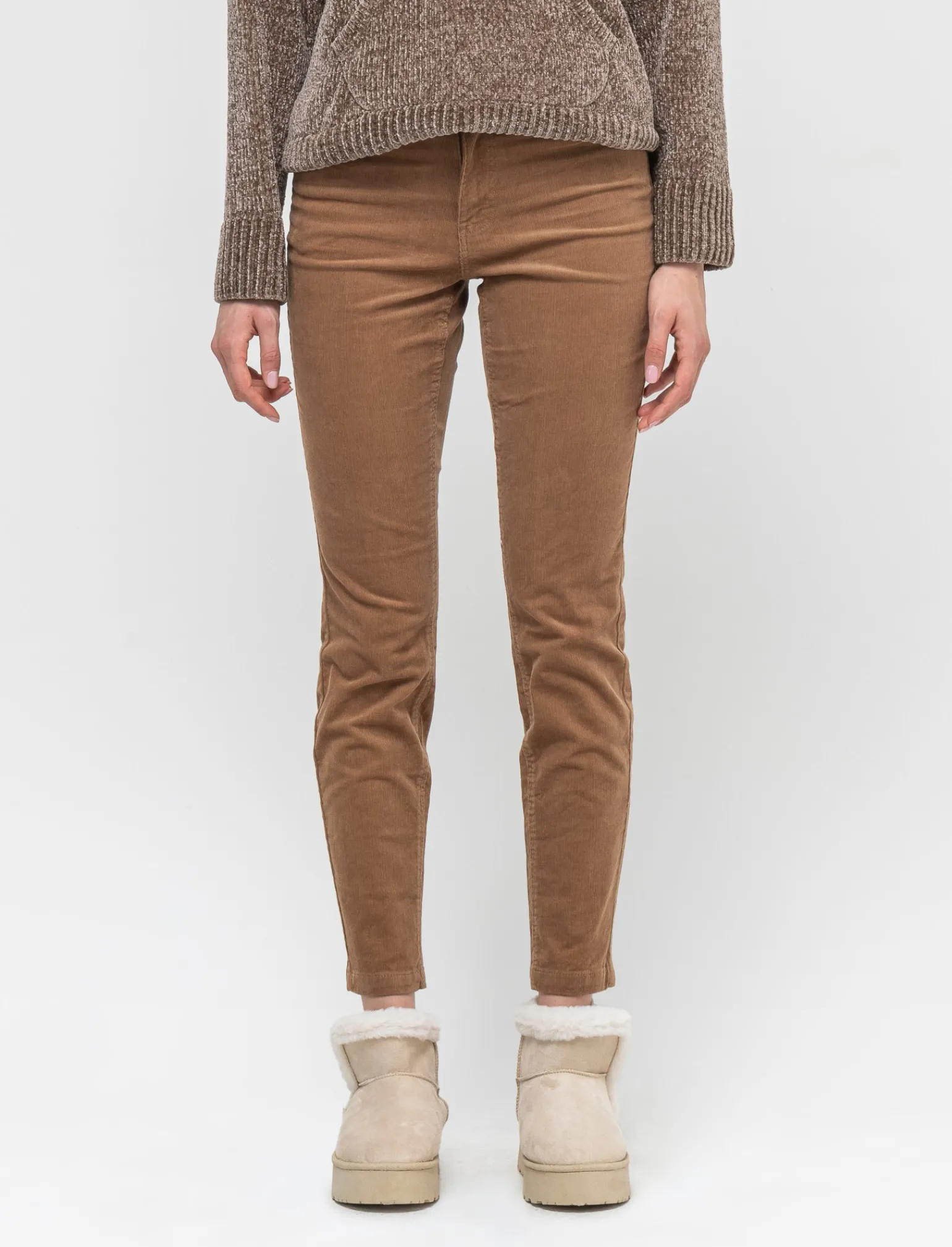 Donna Piazza Italia Donna | Pantaloni<Pantalone in velluto 5 tasche skinny chiusura con bottone e zip di metallo - Beige corda
