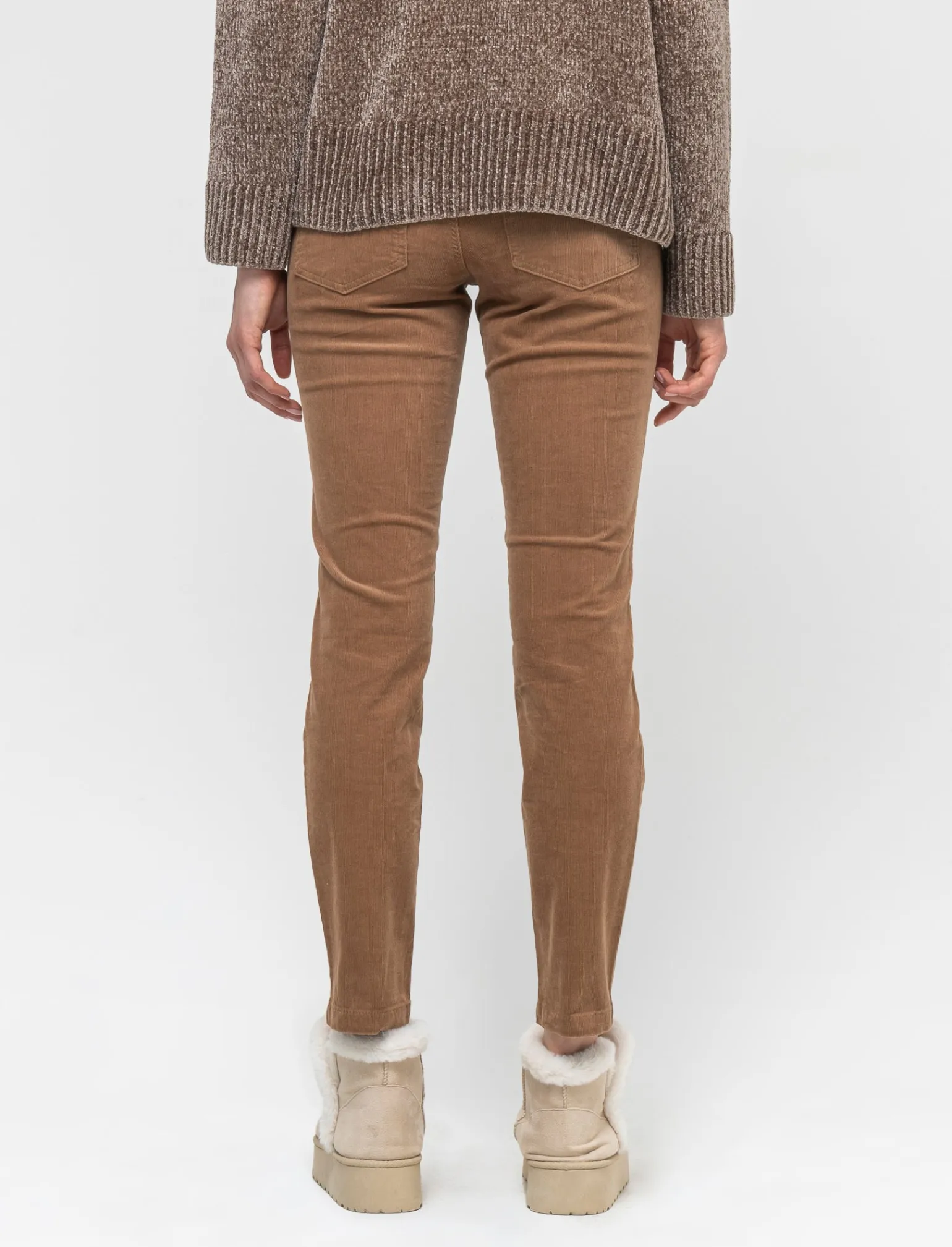 Donna Piazza Italia Donna | Pantaloni<Pantalone in velluto 5 tasche skinny chiusura con bottone e zip di metallo - Beige corda
