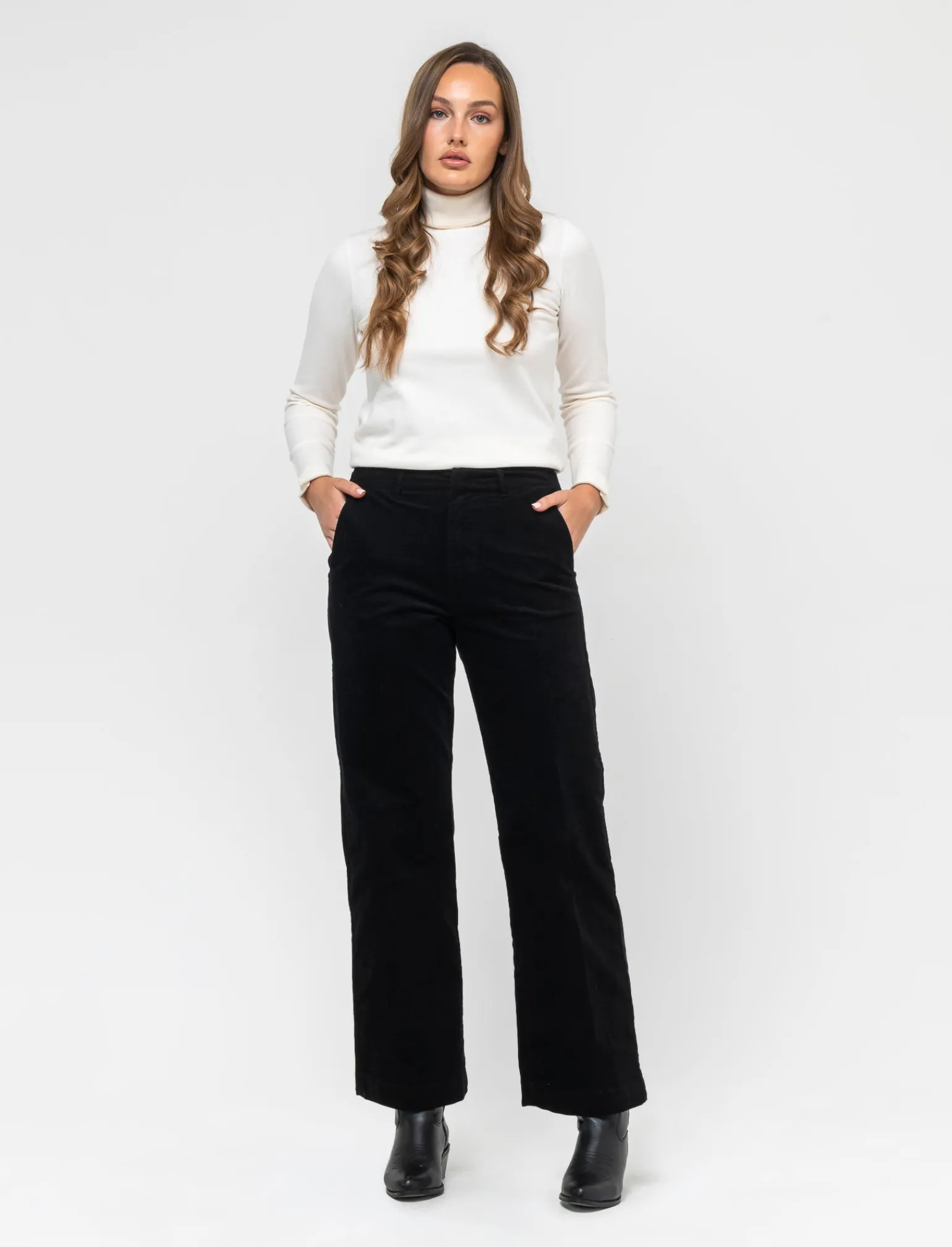 Donna Piazza Italia Pantaloni<Pantalone in velluto gamba larga con elastico in vita -