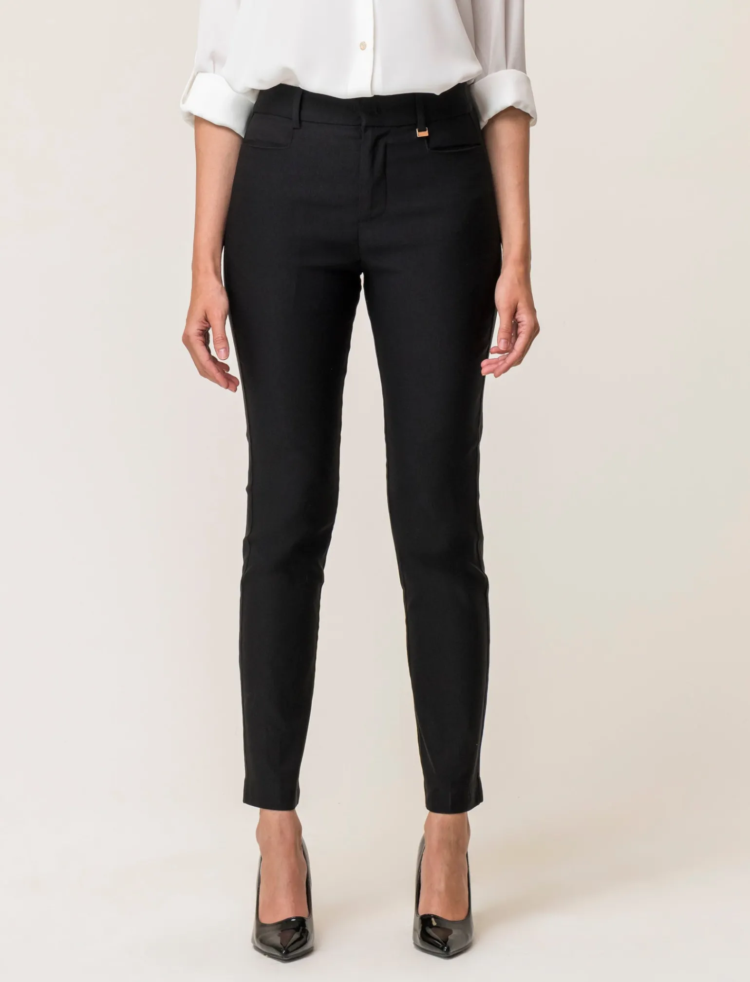 Donna Piazza Italia Donna | Pantaloni<Pantalone modello classico vestibilità slim con chiusura ganci e zip -