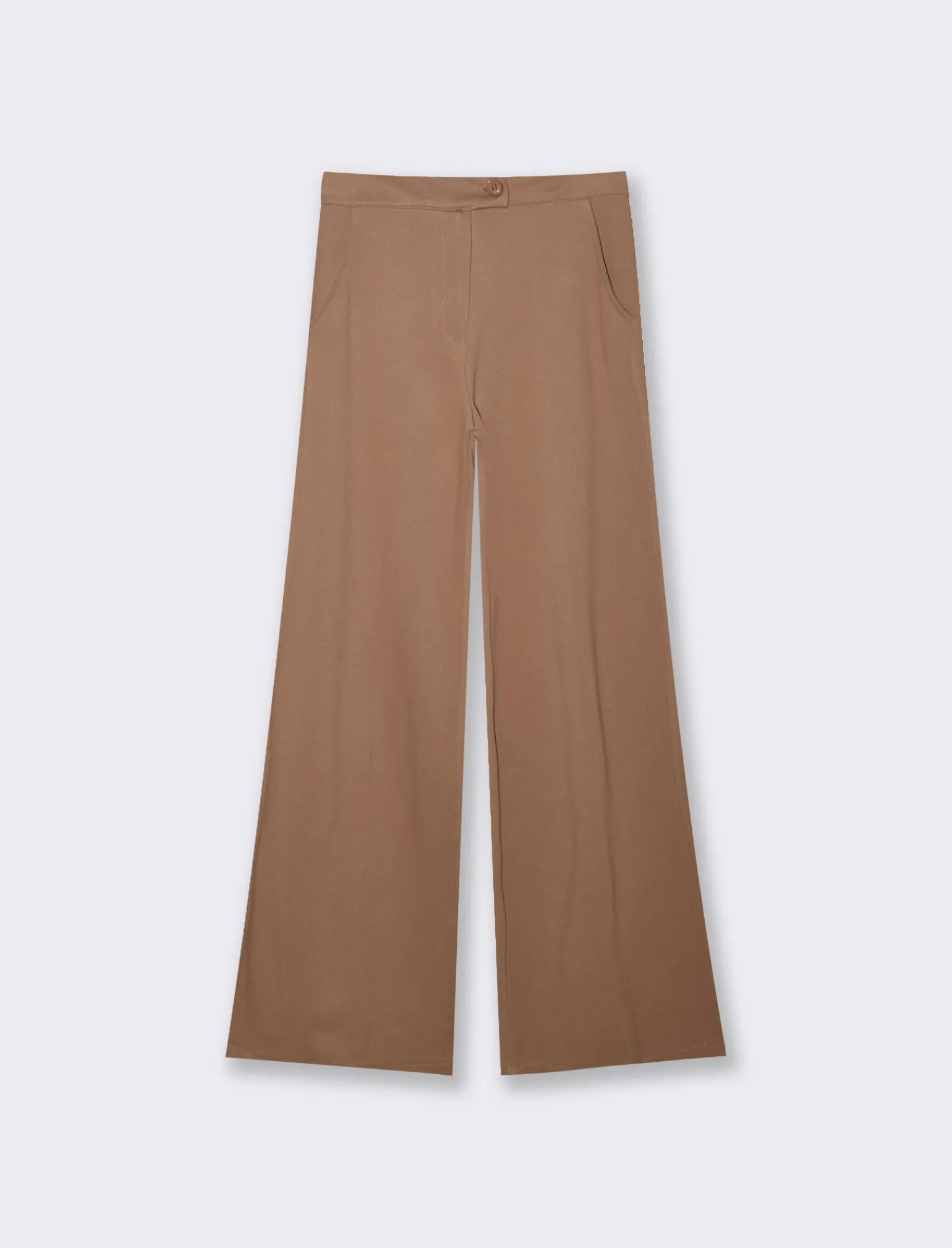 Donna Piazza Italia Donna | Pantaloni<Pantalone palazzo con chiusura con zip e bottoni. tasche americane sui fianchi - Cammello