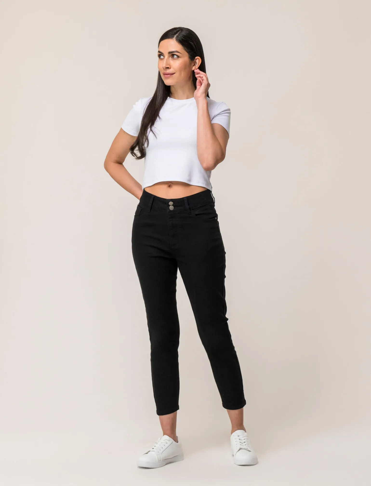 Donna Piazza Italia Jeans<Pantalone skinny colorato vita alta crop e bustino -