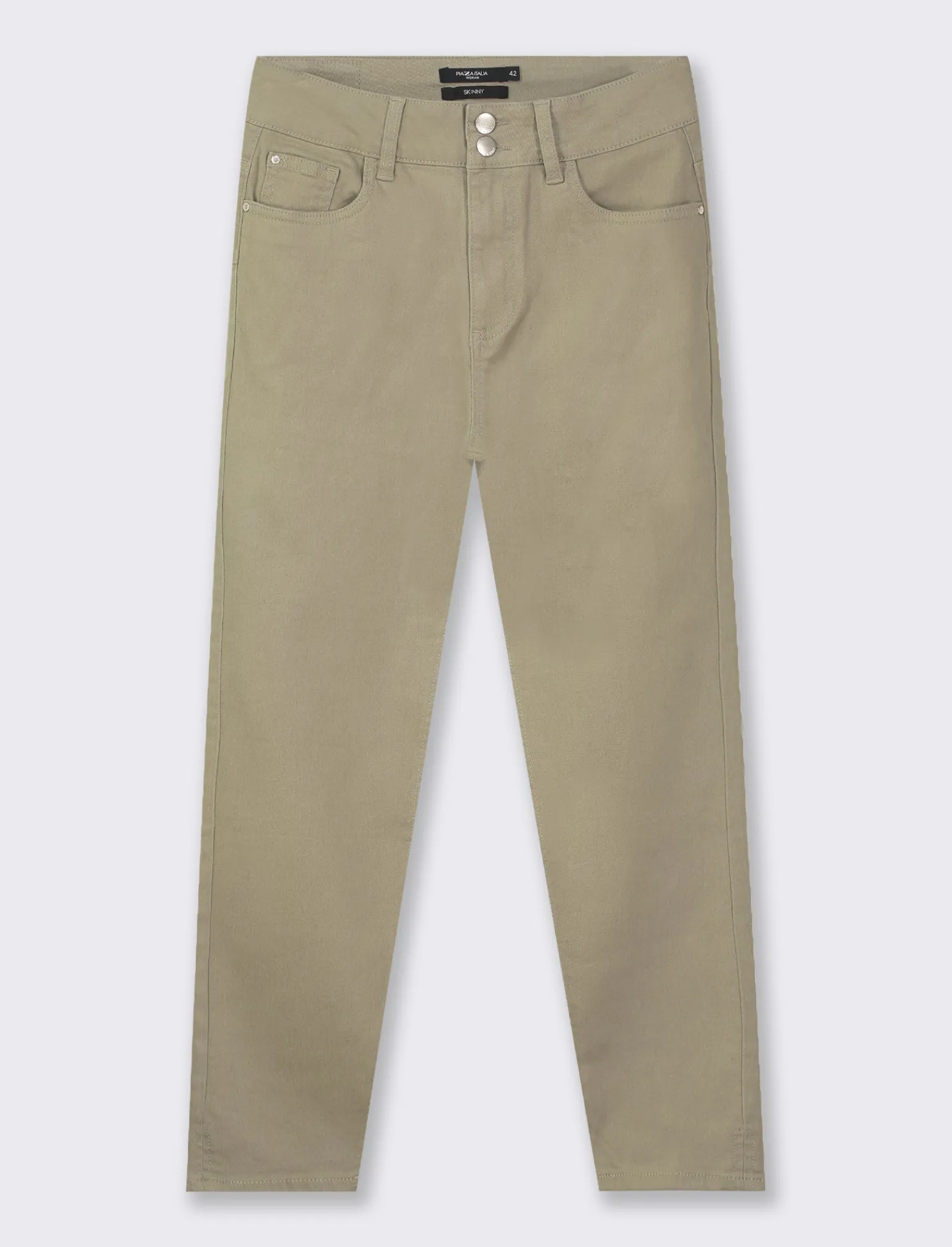 Donna Piazza Italia Jeans<Pantalone skinny colorato vita alta crop e bustino - salvia
