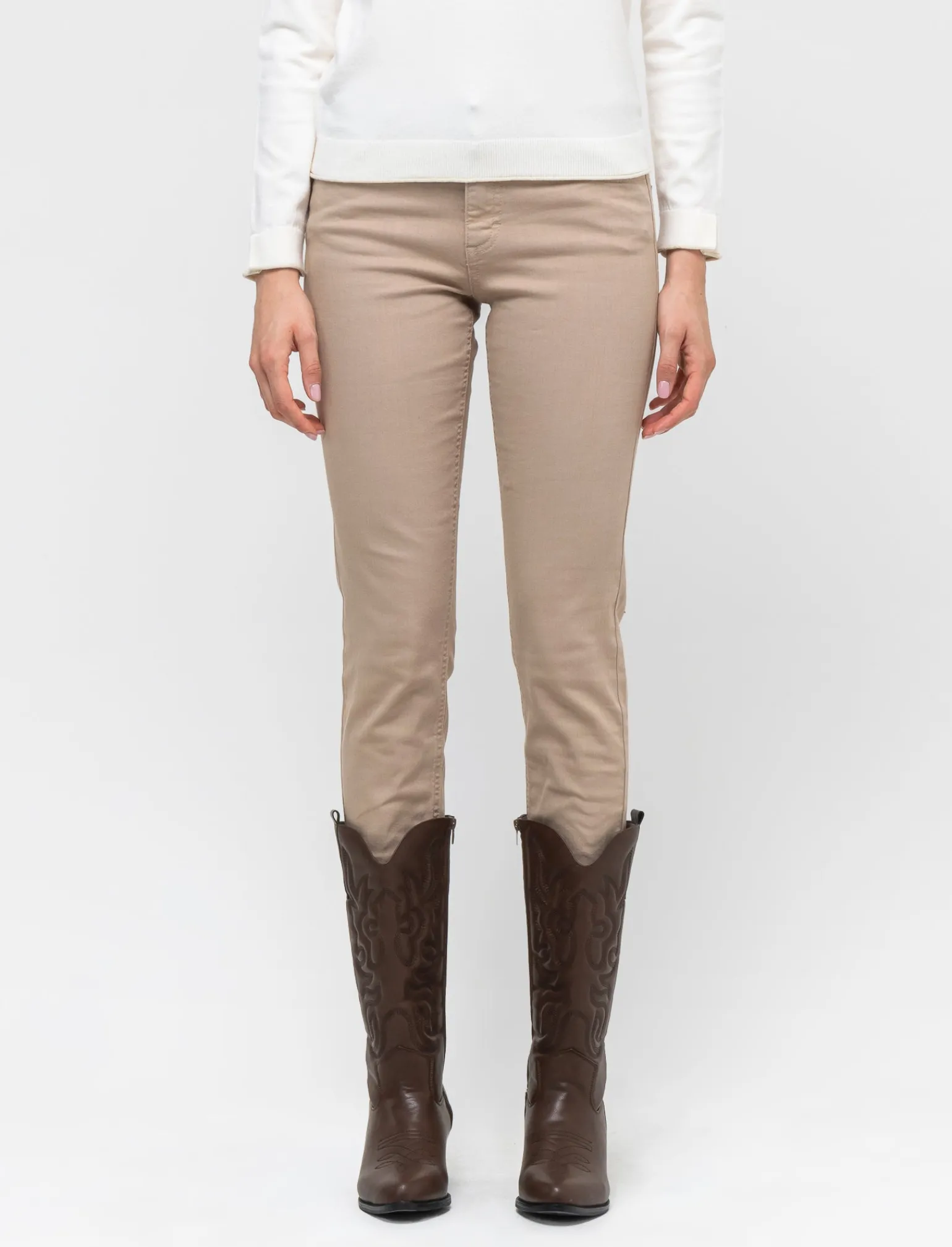 Donna Piazza Italia Donna | Jeans<Pantalone skinny vita alta - Caramello