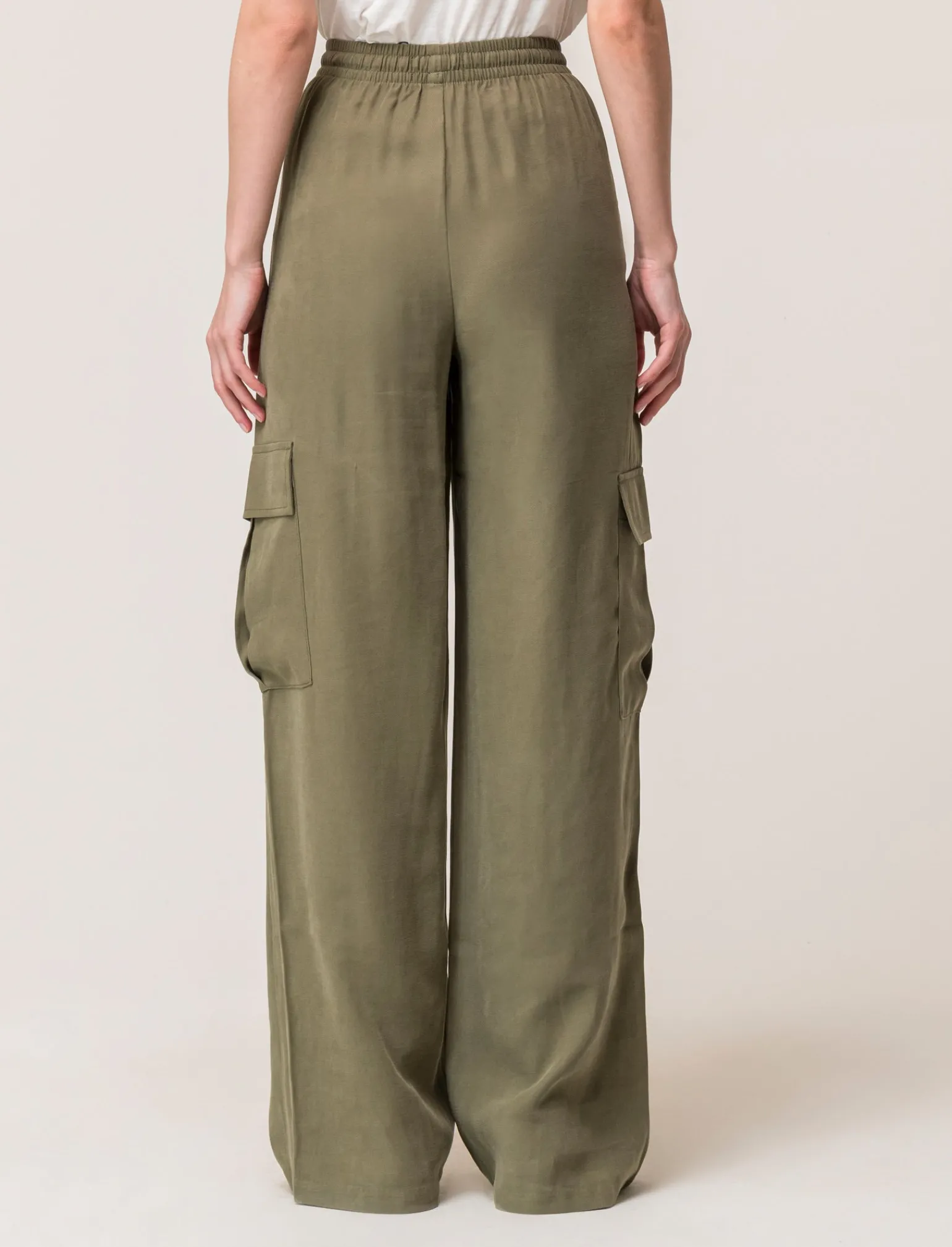 Donna Piazza Italia Donna | Pantaloni<Pantalone straight modello jogger con vita elastica regolabile e tasconi applicati - Kaky 1