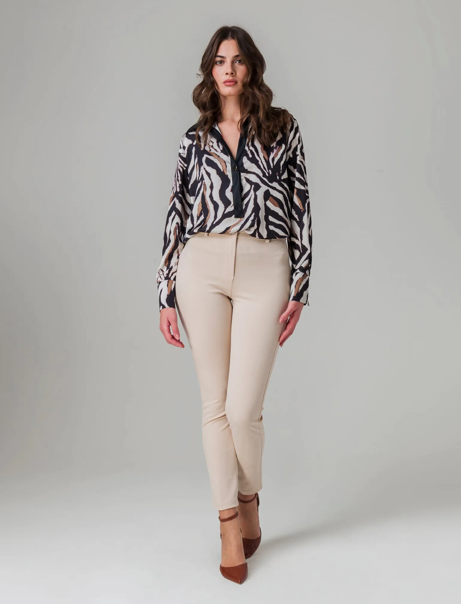 Donna Piazza Italia Pantaloni<Pantalone tessuto elastico con vestibilità slim - burro