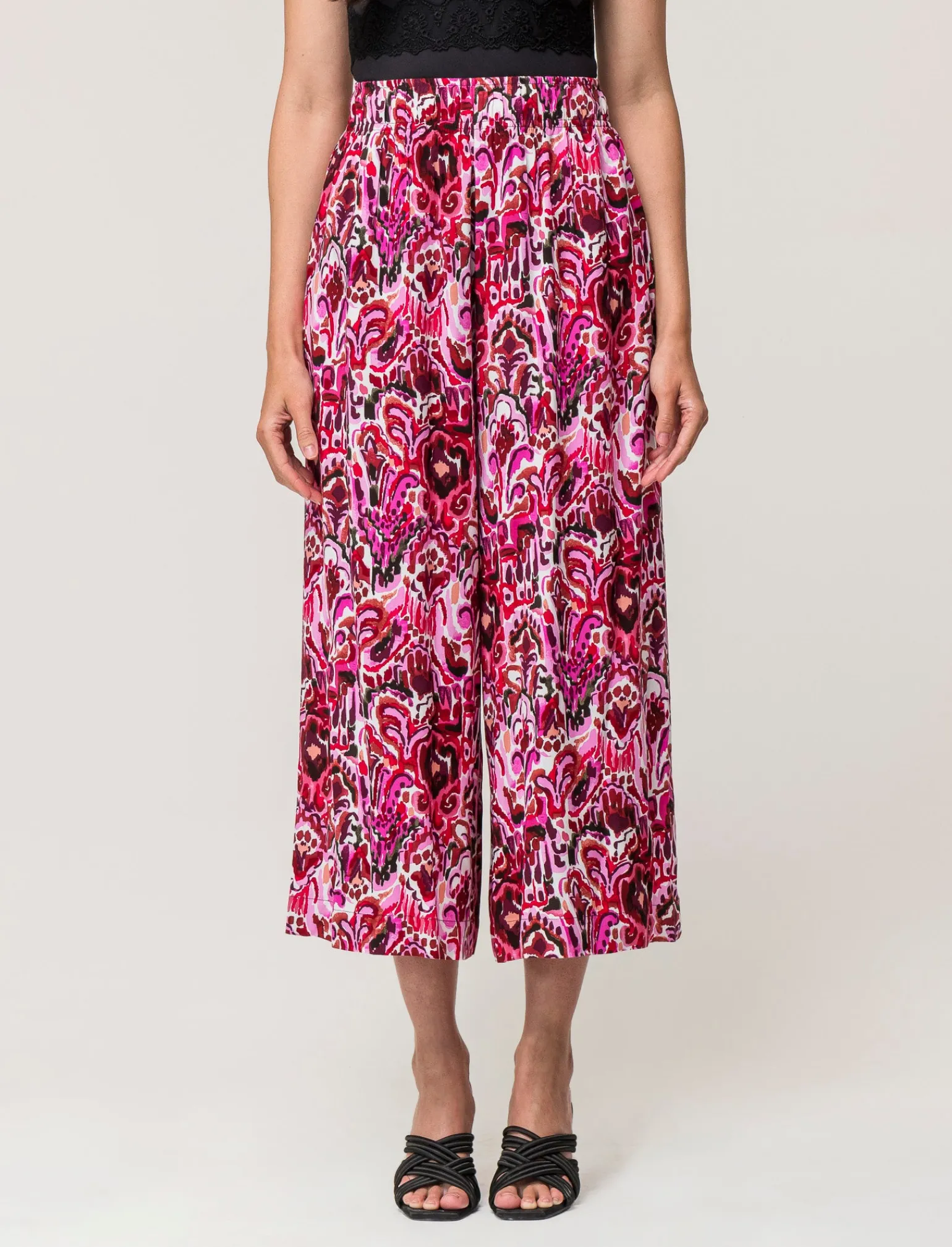 Donna Piazza Italia Pantaloni<Pantalone vestibilità culotte con elastico in vita in visocosa stampato - var 2