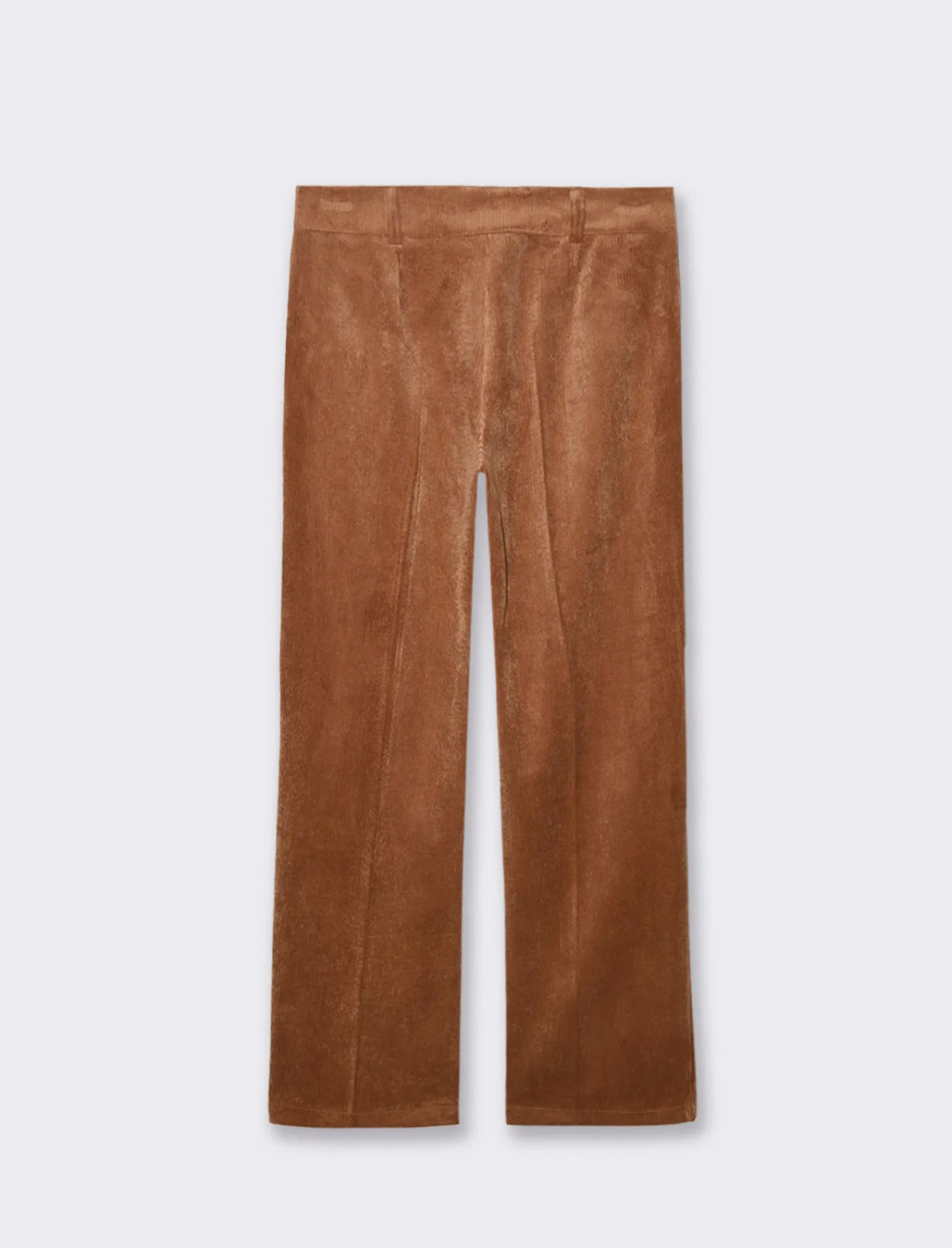 Donna Piazza Italia Pantaloni<Pantalone vita alta a coste con tessuto effetto velluto - tabacco