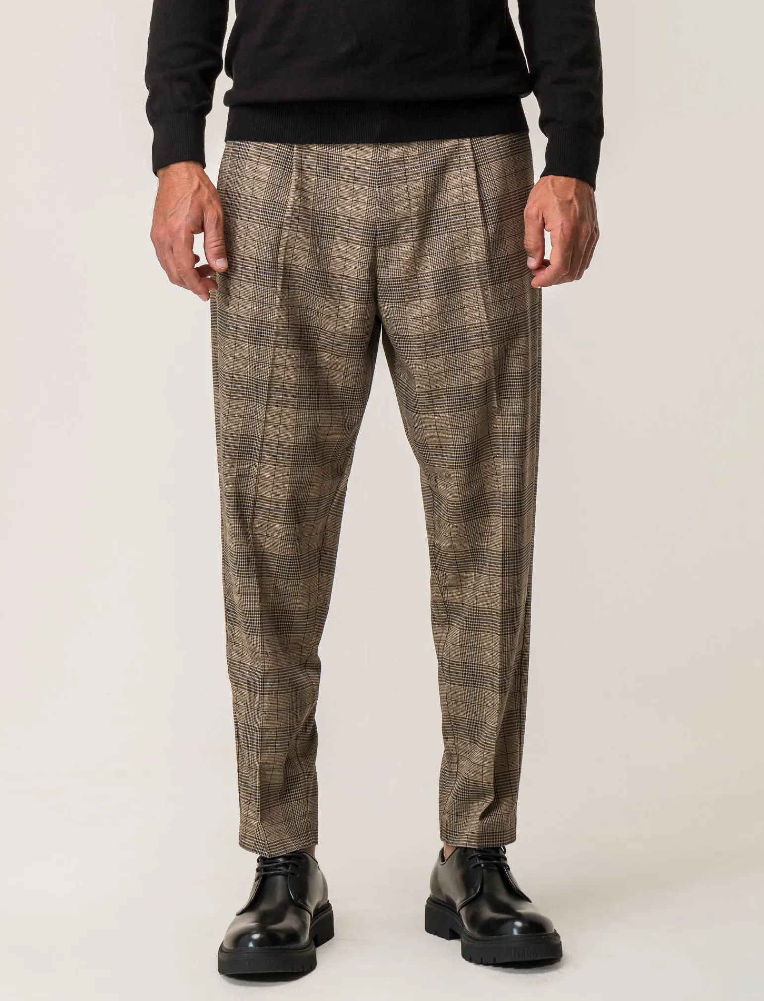 Uomo Piazza Italia Uomo | Pantaloni<Pantaloni chino fantasia principe di galles - Cammello