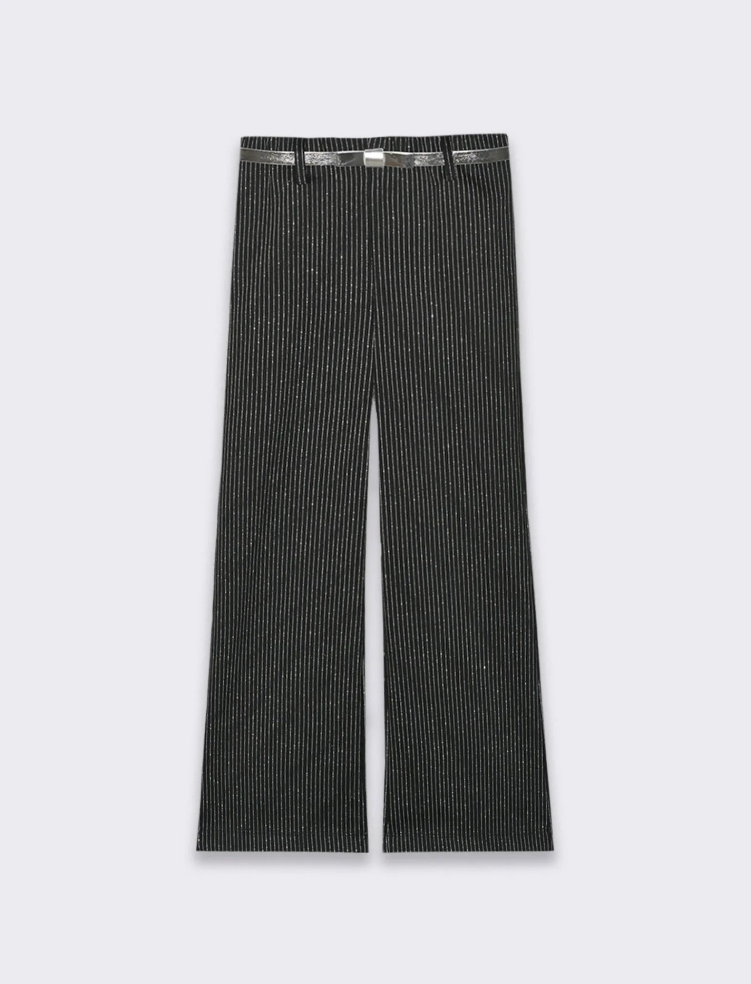 Piazza Italia Bambina | Pantaloni<Pantaloni eleganti a fantasia gessata con cintura a fiocco - Nero