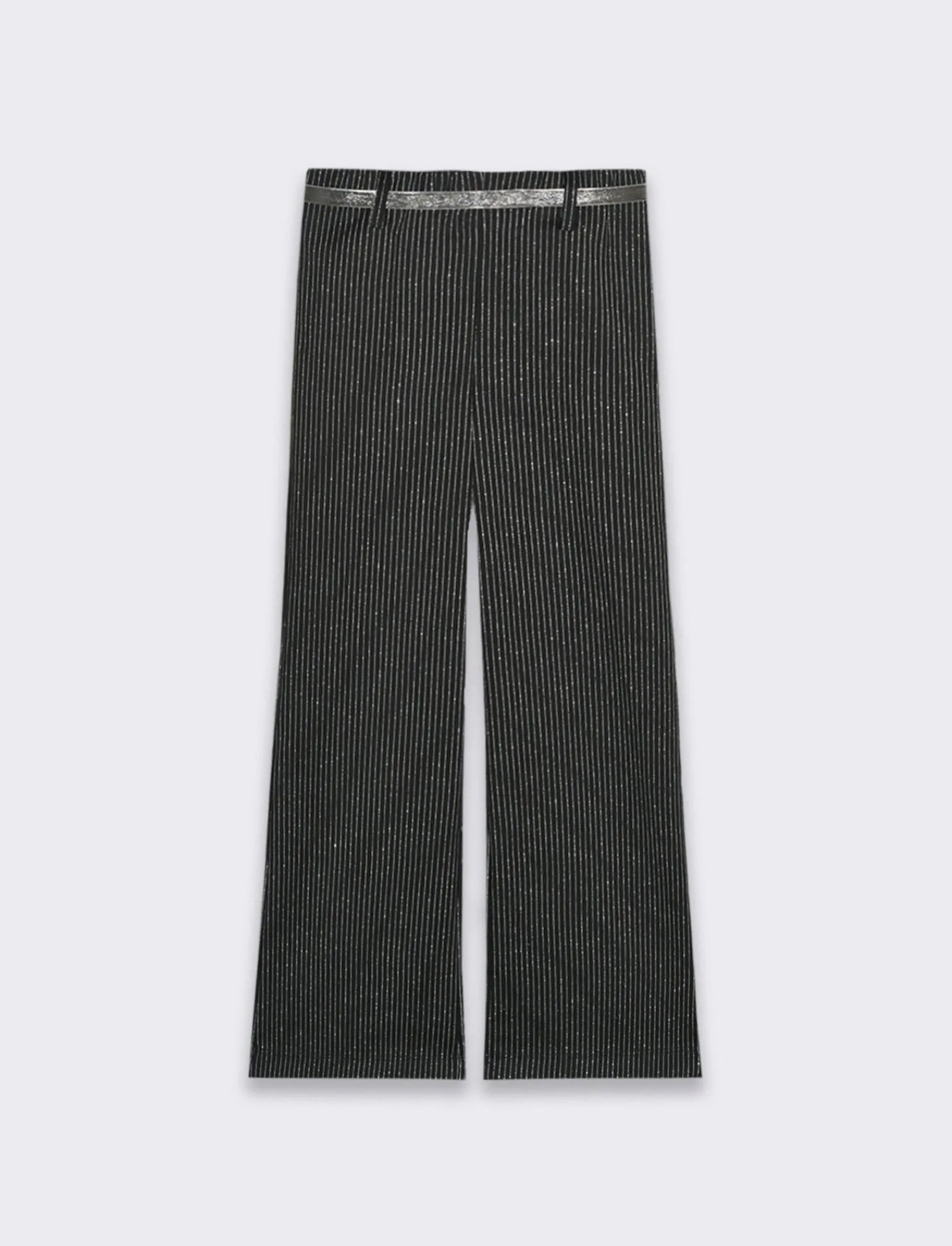 Piazza Italia Bambina | Pantaloni<Pantaloni eleganti a fantasia gessata con cintura a fiocco - Nero