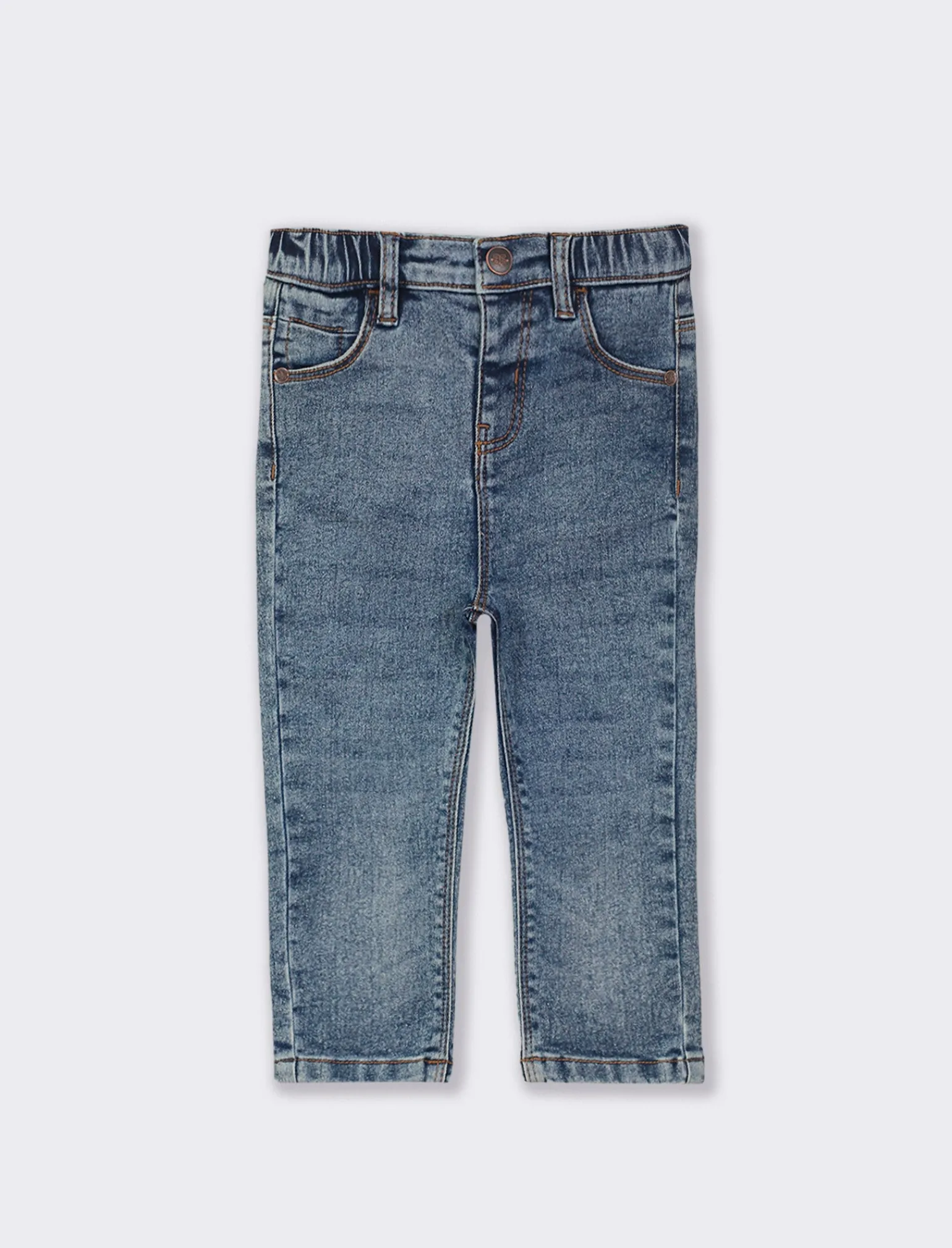 Piazza Italia Neonato | Jeans<Pantaloni in denim basico con elastico regolabile e chiusura con bottone a pressione - Denim