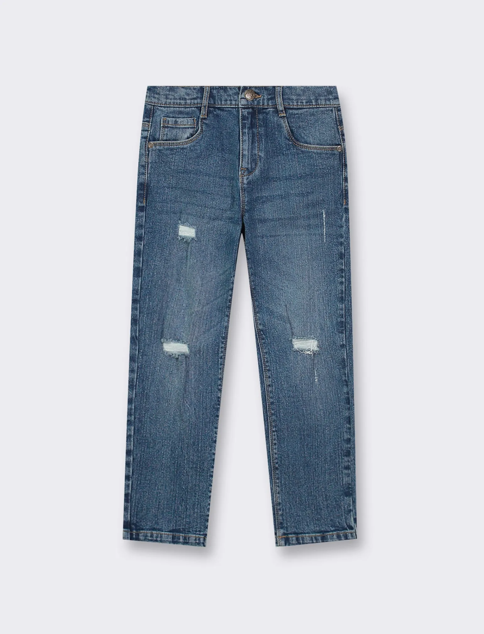 Bambino Piazza Italia Bambino | Jeans<Pantaloni in denim regular fit, elastico regolabile in vita, con rotture frontali - Denim