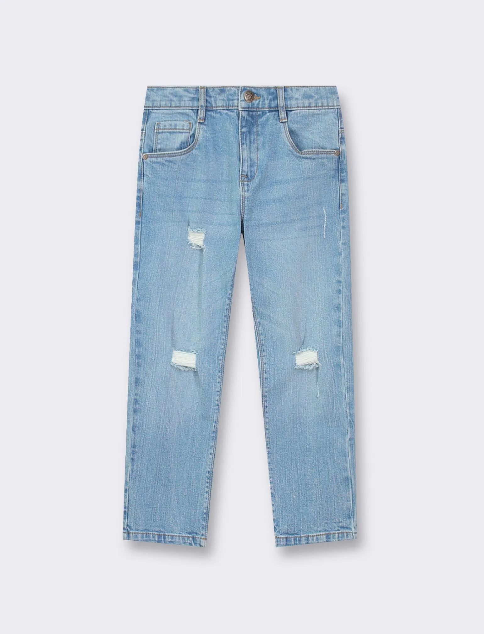 Bambino Piazza Italia Bambino | Jeans<Pantaloni in denim regular fit, elastico regolabile in vita, con rotture frontali - Denim chiaro