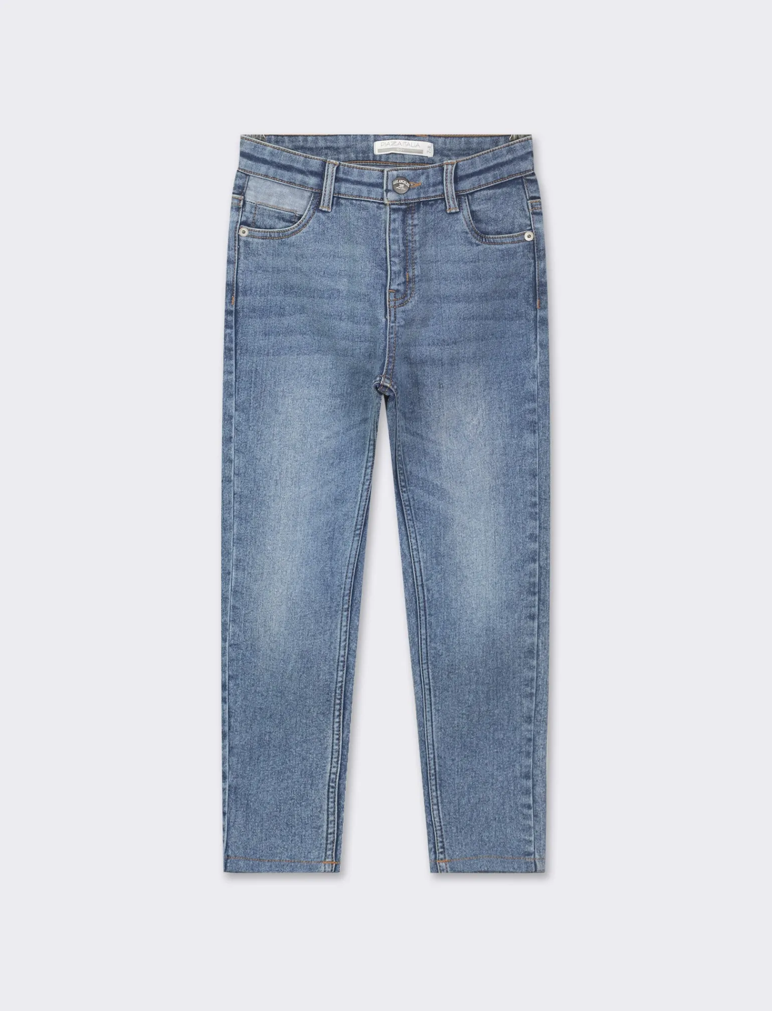 Bambino Piazza Italia Bambino | Jeans<Pantaloni in denim slim fit, elastico regolabile in vita con dettaglio taschino a contrasto - Denim