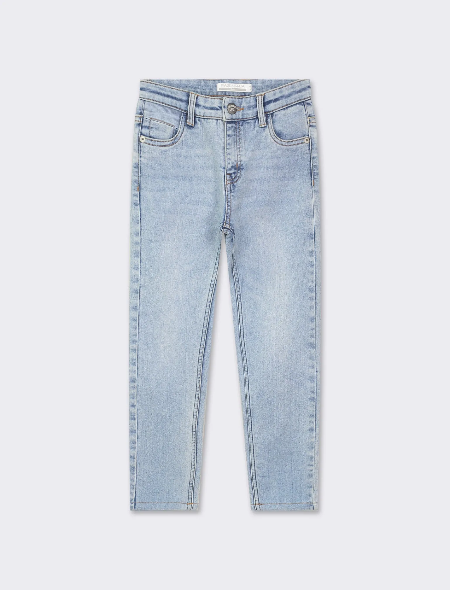 Bambino Piazza Italia Bambino | Jeans<Pantaloni in denim slim fit, elastico regolabile in vita con dettaglio taschino a contrasto - Denim chiaro