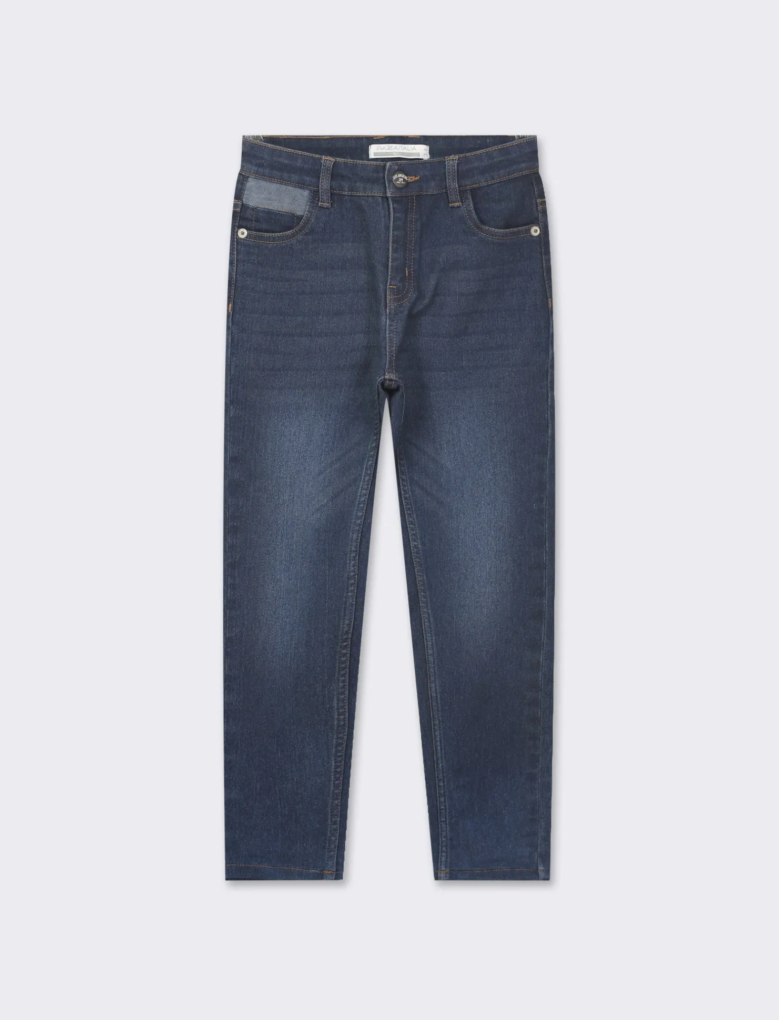 Bambino Piazza Italia Bambino | Jeans<Pantaloni in denim slim fit, elastico regolabile in vita con dettaglio taschino a contrasto - DENIM SCURO