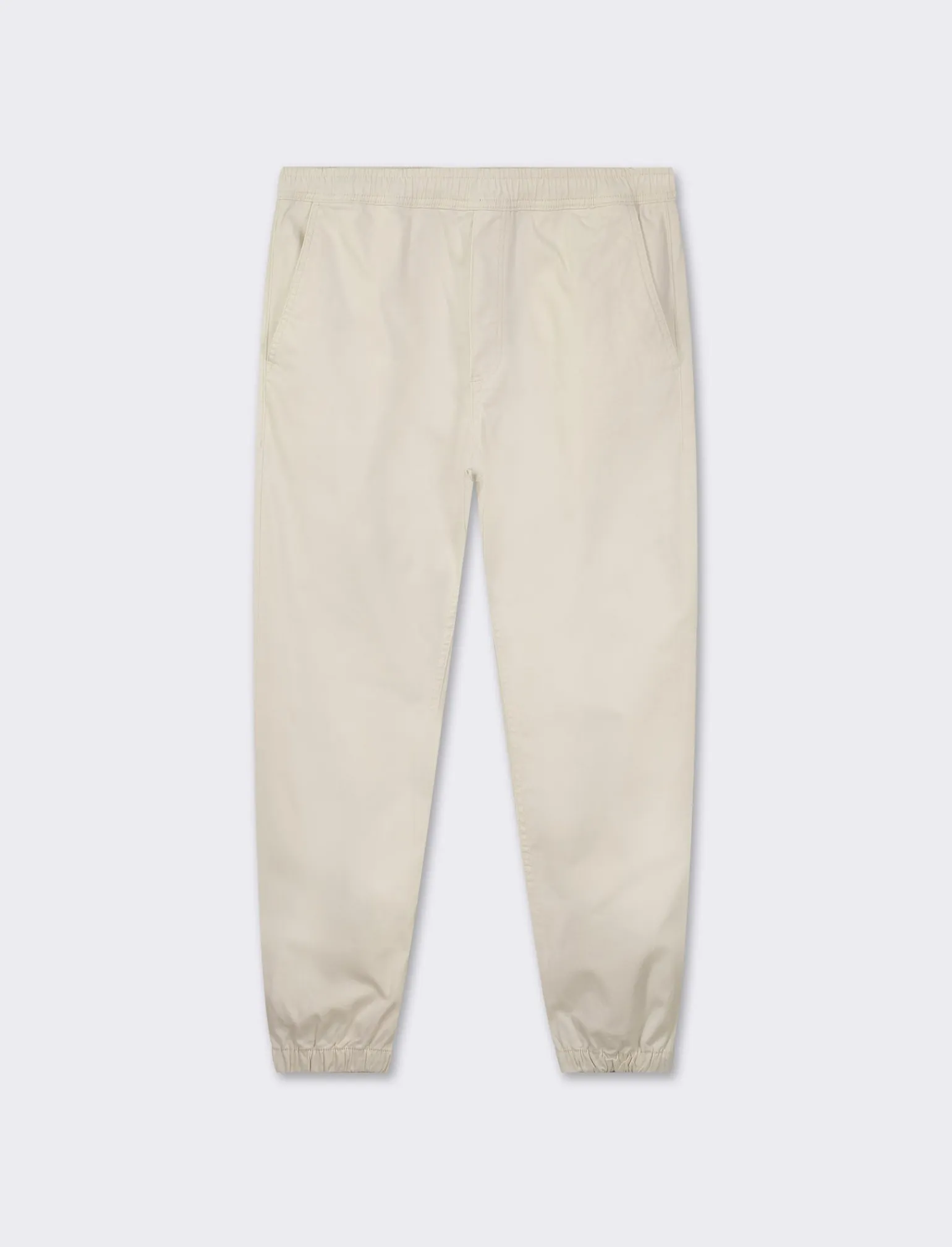 Uomo Piazza Italia Uomo | Pantaloni<Pantaloni in twill con vita elasticizzata regolabile con laccio. Tasche anteriori e dettaglio di tas - latte