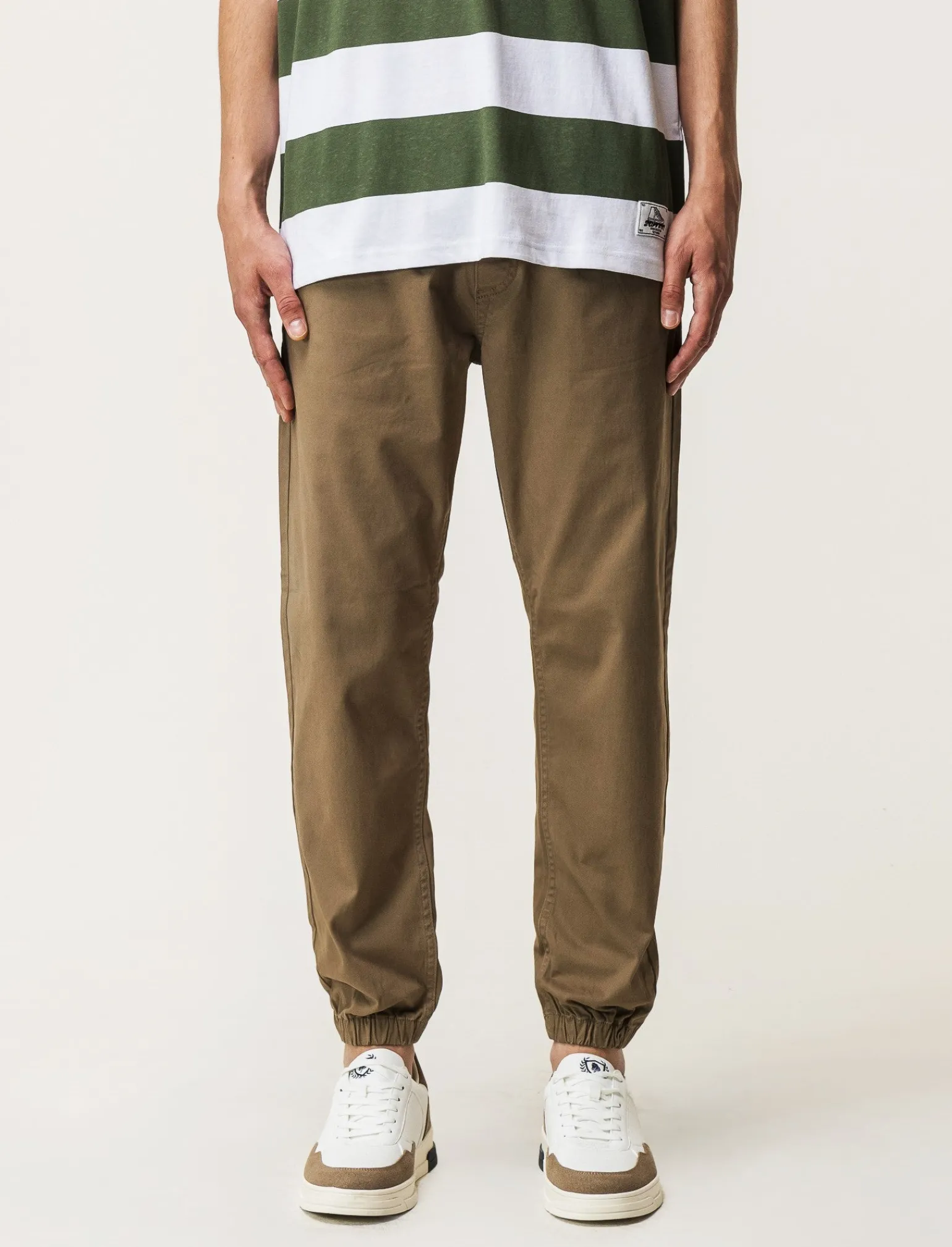 Uomo Piazza Italia Uomo | Pantaloni<Pantaloni in twill con vita elasticizzata regolabile con laccio. Tasche anteriori e dettaglio di tas - kaki