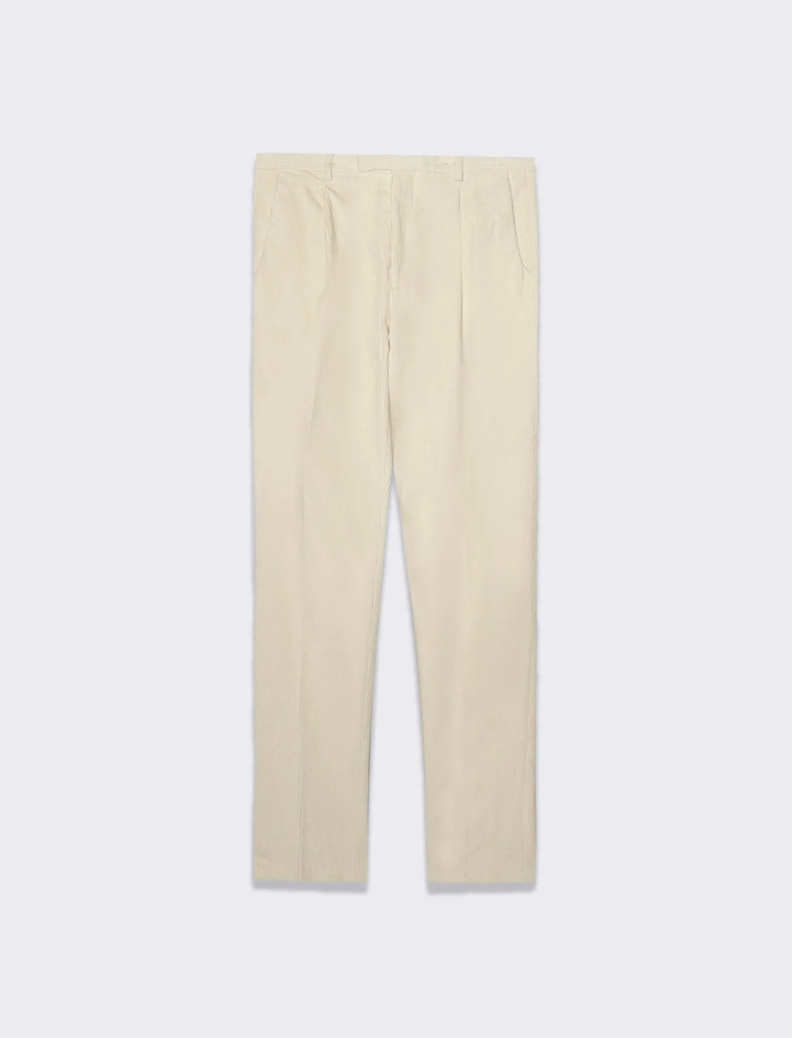 Uomo Piazza Italia Uomo | Pantaloni<Pantaloni in velluto formal fit con tasche a filetto posteriori - Beige ecru