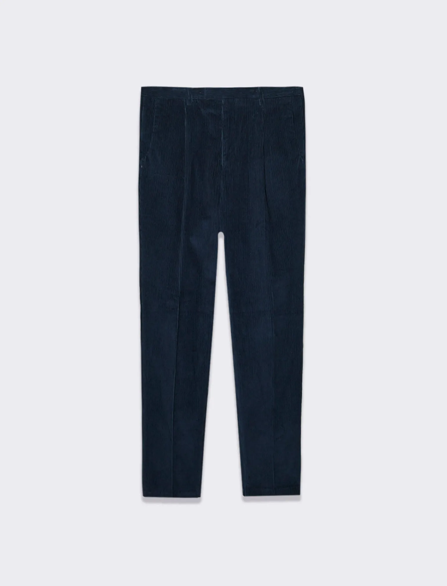 Uomo Piazza Italia Uomo | Pantaloni<Pantaloni in velluto formal fit con tasche a filetto posteriori - Blu