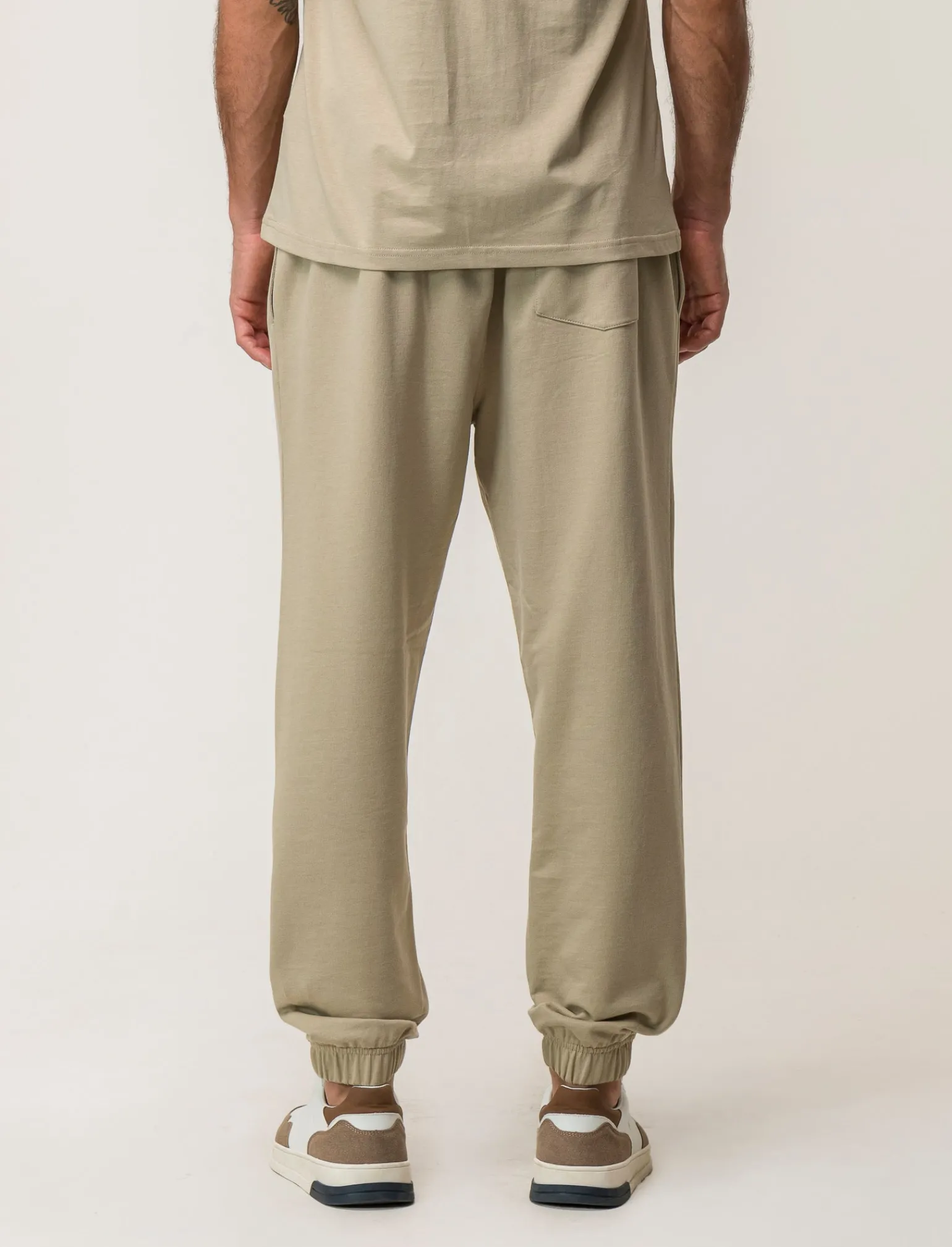 Uomo Piazza Italia Uomo | Pantaloni<Pantaloni jogger in felpa con vita elasticizzata regolabile con laccio e tasca applicata posteriore - stone
