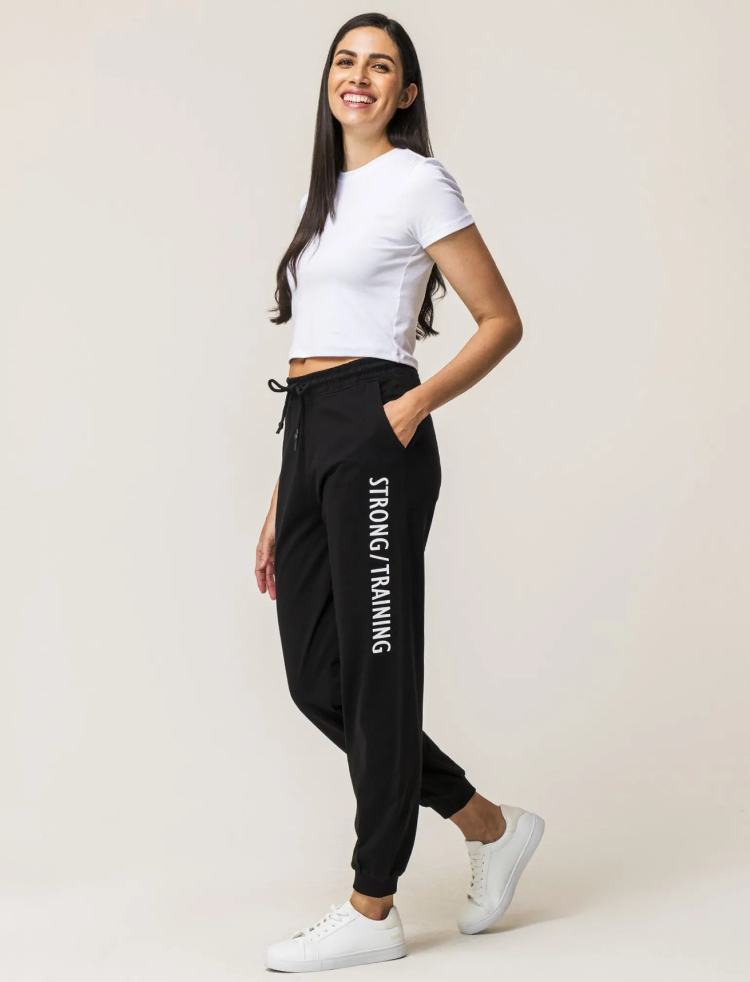 Donna Piazza Italia Donna | Pantaloni<Pantaloni jogger in jersey di cotone conlaccetto in vita -