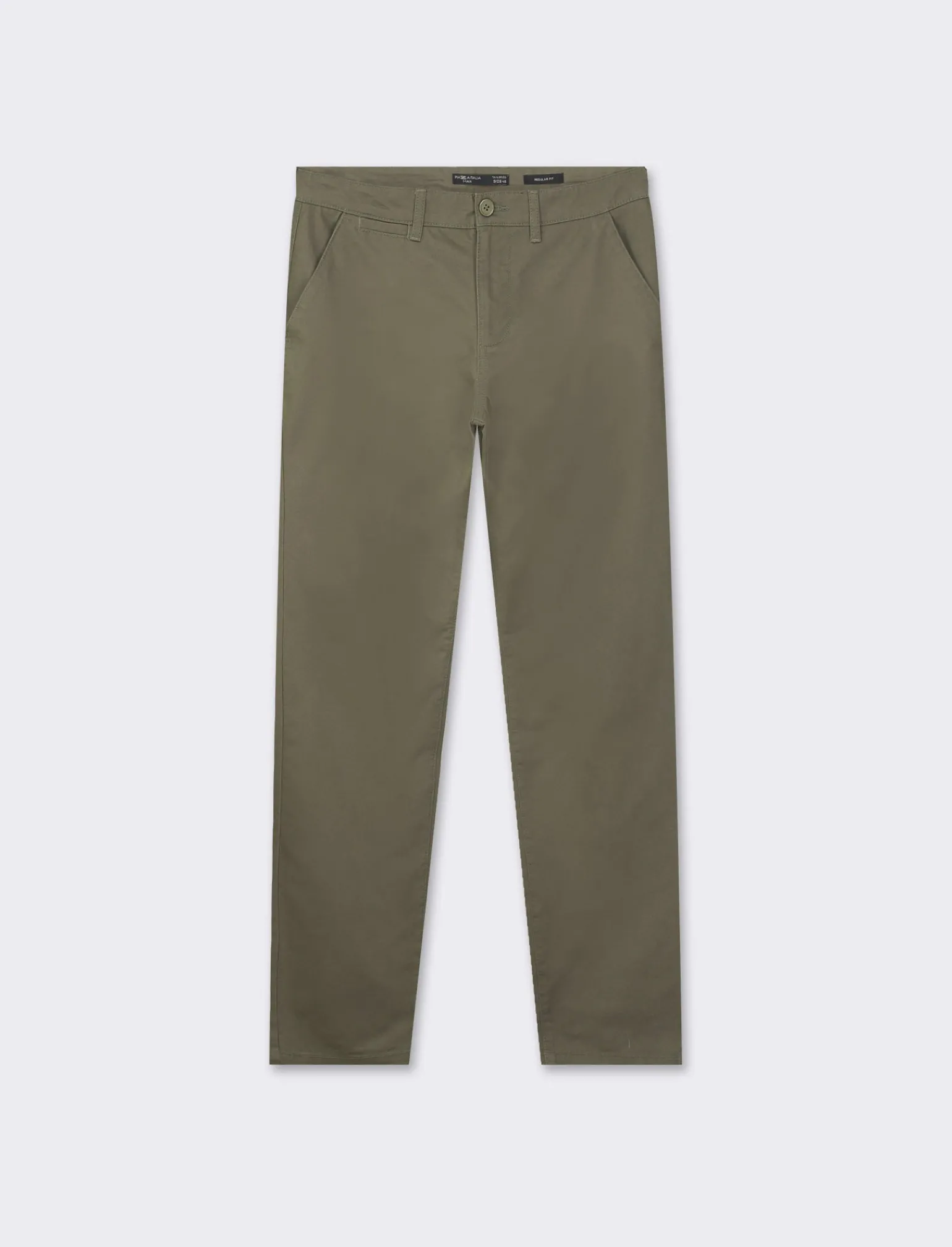 Uomo Piazza Italia Uomo | Pantaloni<Pantaloni regular fit, modello chino. Tessuto twill 100% cotone e chiusura anteriore con cerniera e - militare