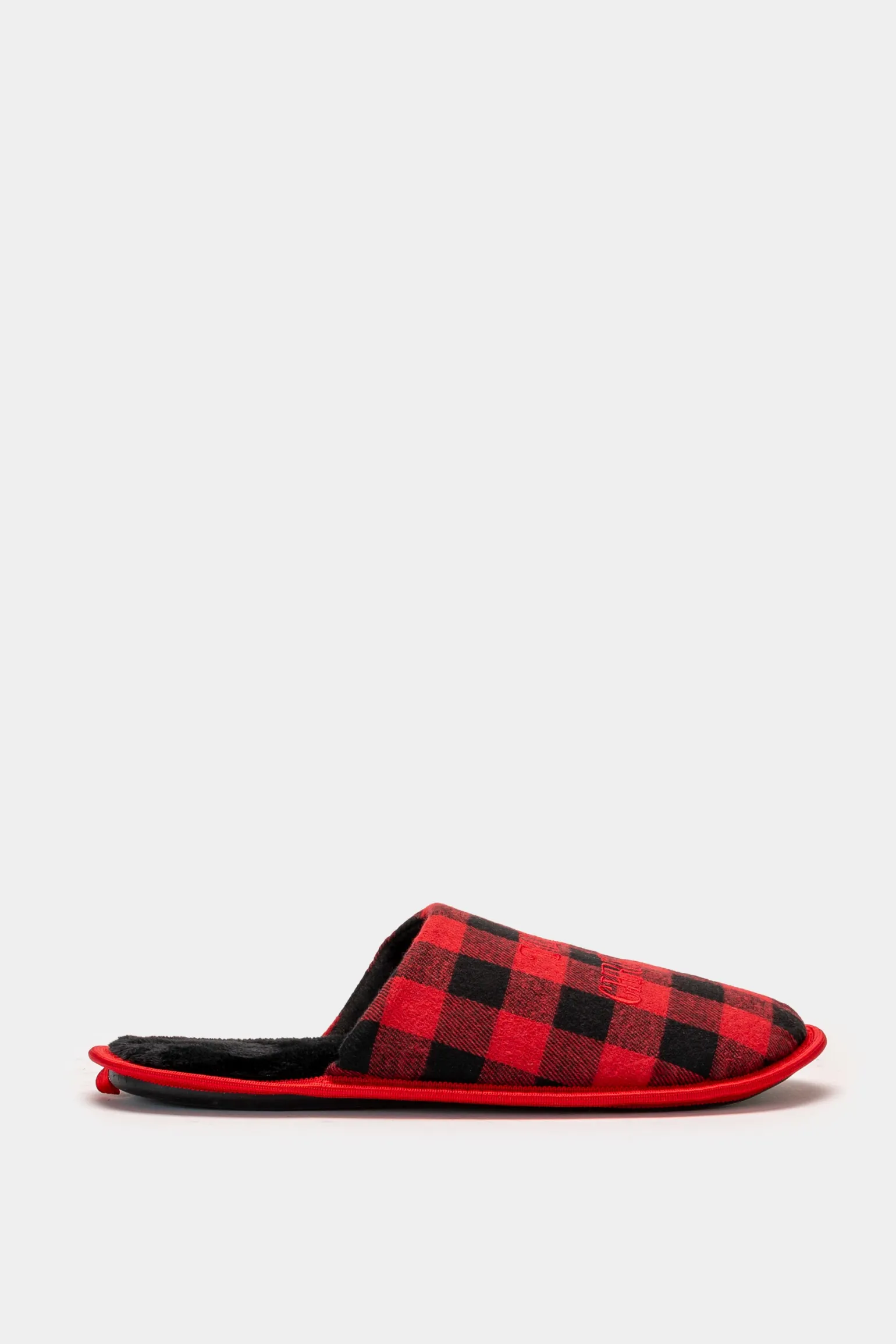 Uomo Piazza Italia Pantofole<Pantofola in tessuto con stampa tartan e scritta natalizia -