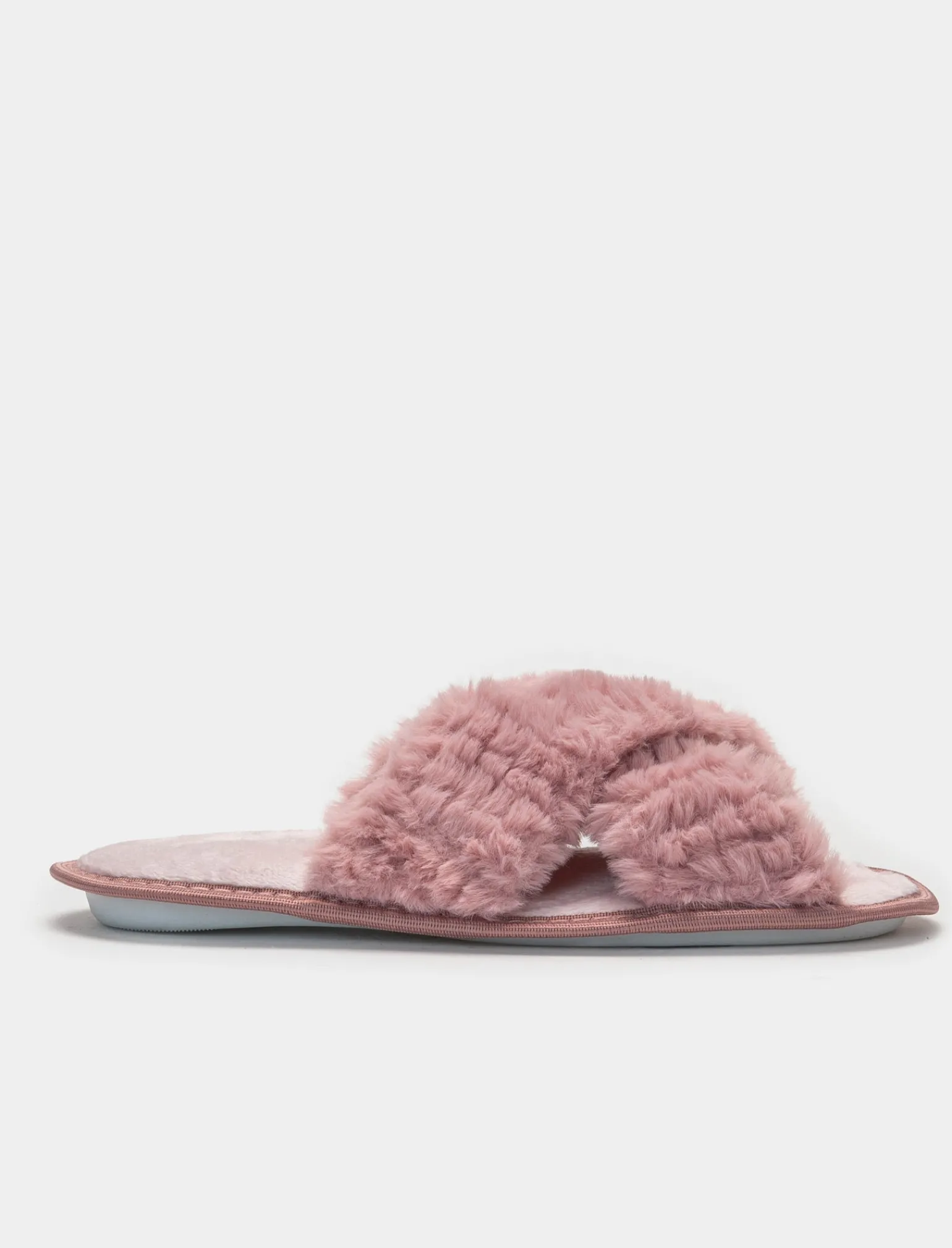 Donna Piazza Italia Pantofole<Pantofola in tessuto furry con fasce incrociate -