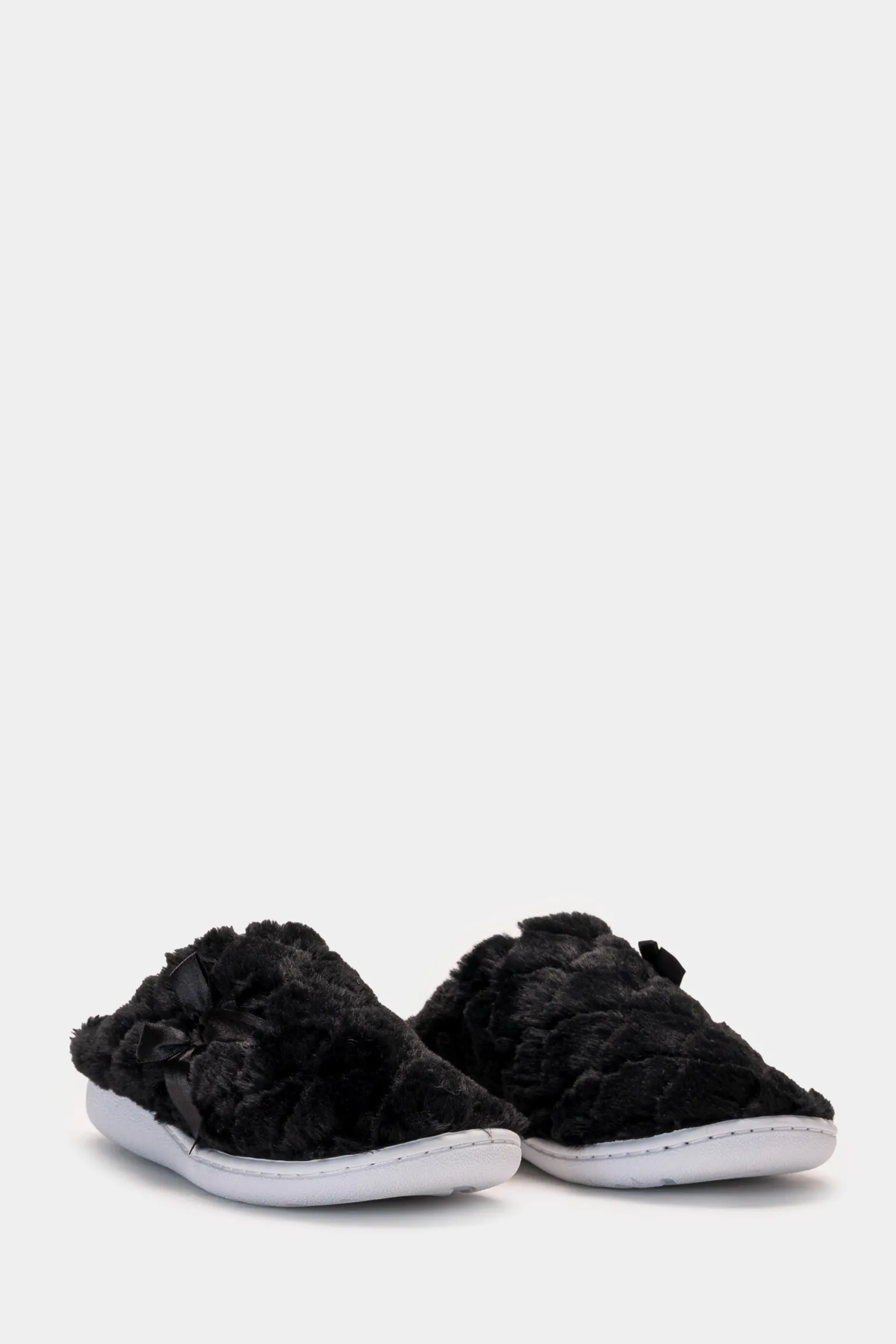 Donna Piazza Italia Pantofole<Pantofola in tessuto furry con fiocco e fondo alto -