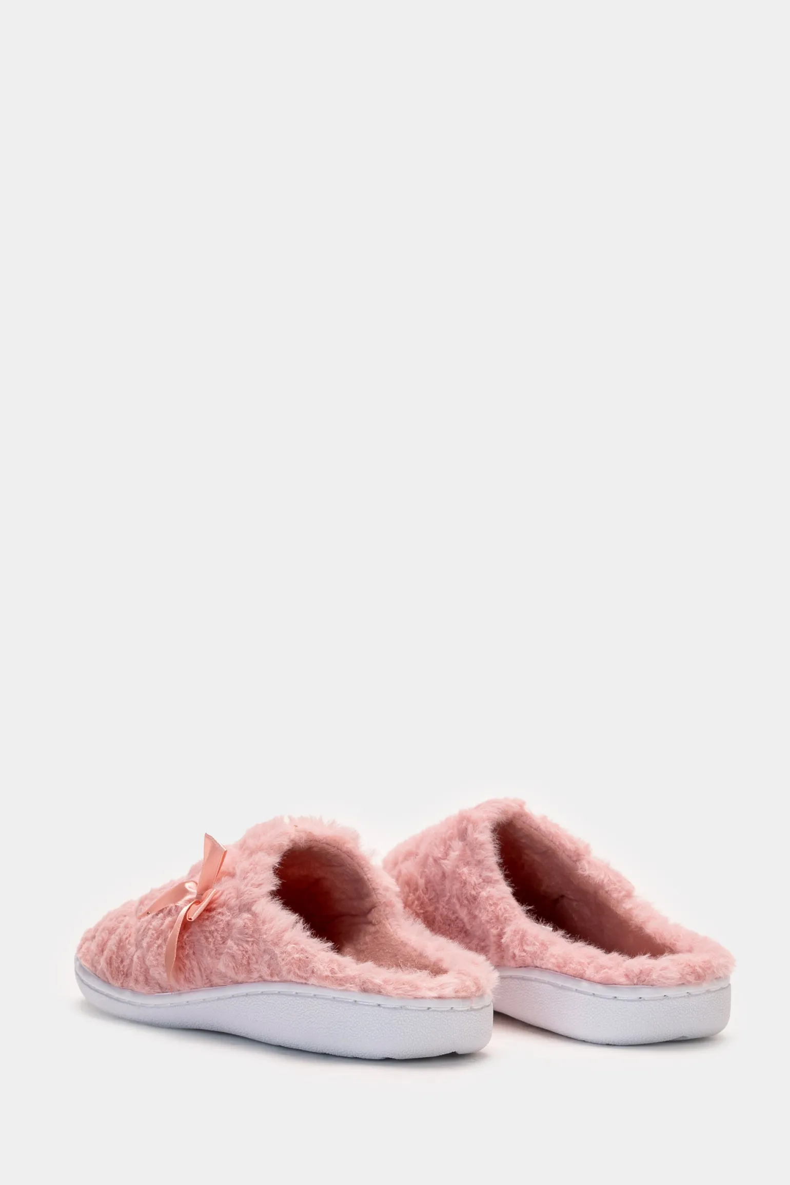 Donna Piazza Italia Pantofole<Pantofola in tessuto furry con fiocco e fondo alto -