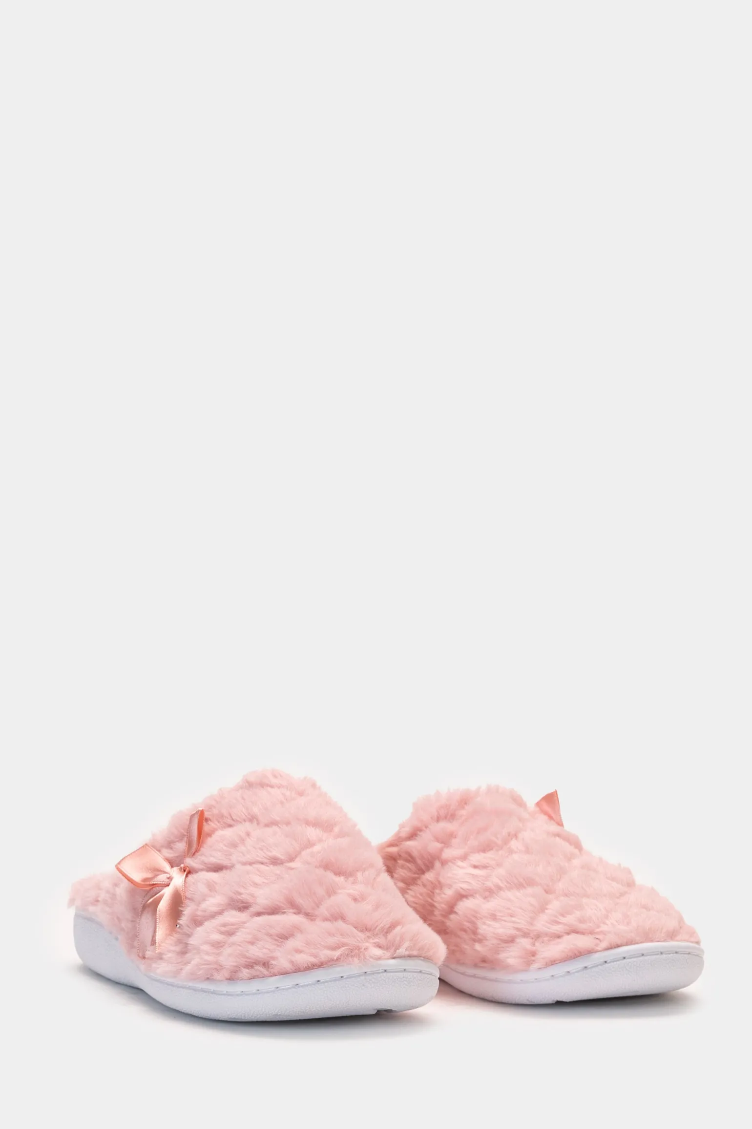 Donna Piazza Italia Pantofole<Pantofola in tessuto furry con fiocco e fondo alto -