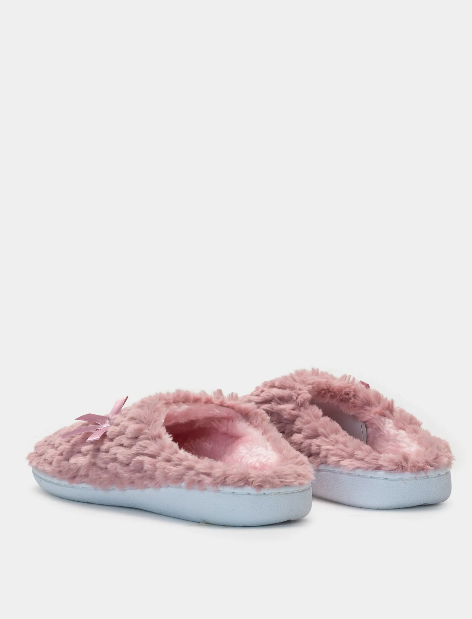 Donna Piazza Italia Pantofole<Pantofola in tessuto furry con fiocco e fondo alto -