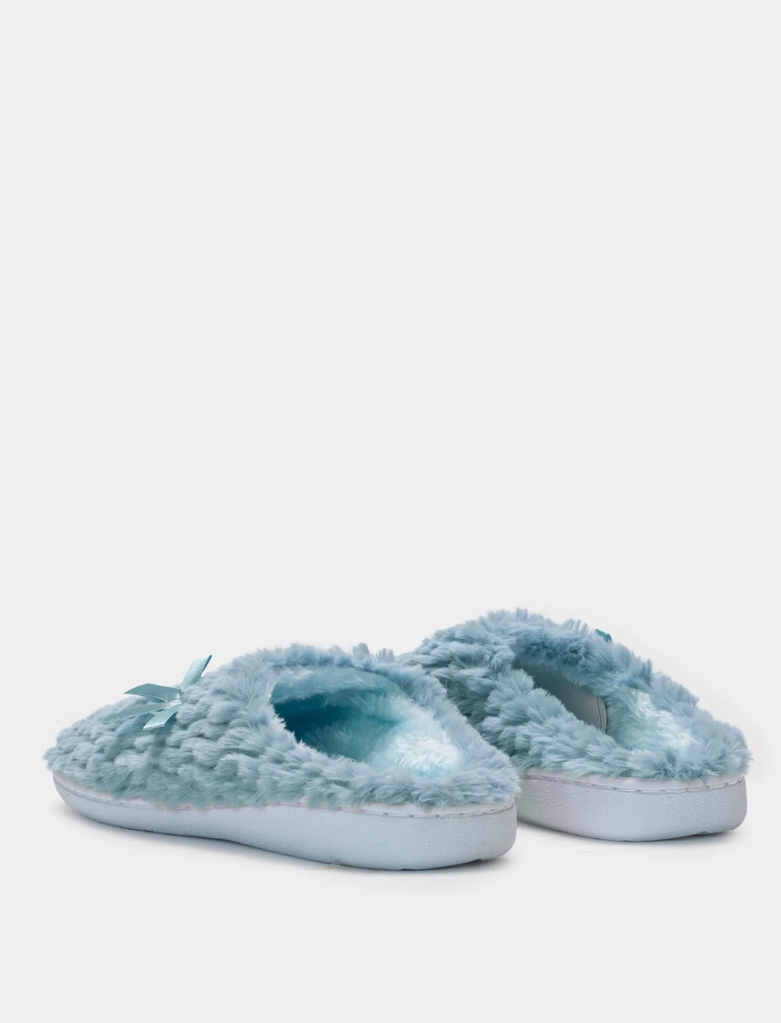 Donna Piazza Italia Pantofole<Pantofola in tessuto furry con fiocco e fondo alto - Turchese