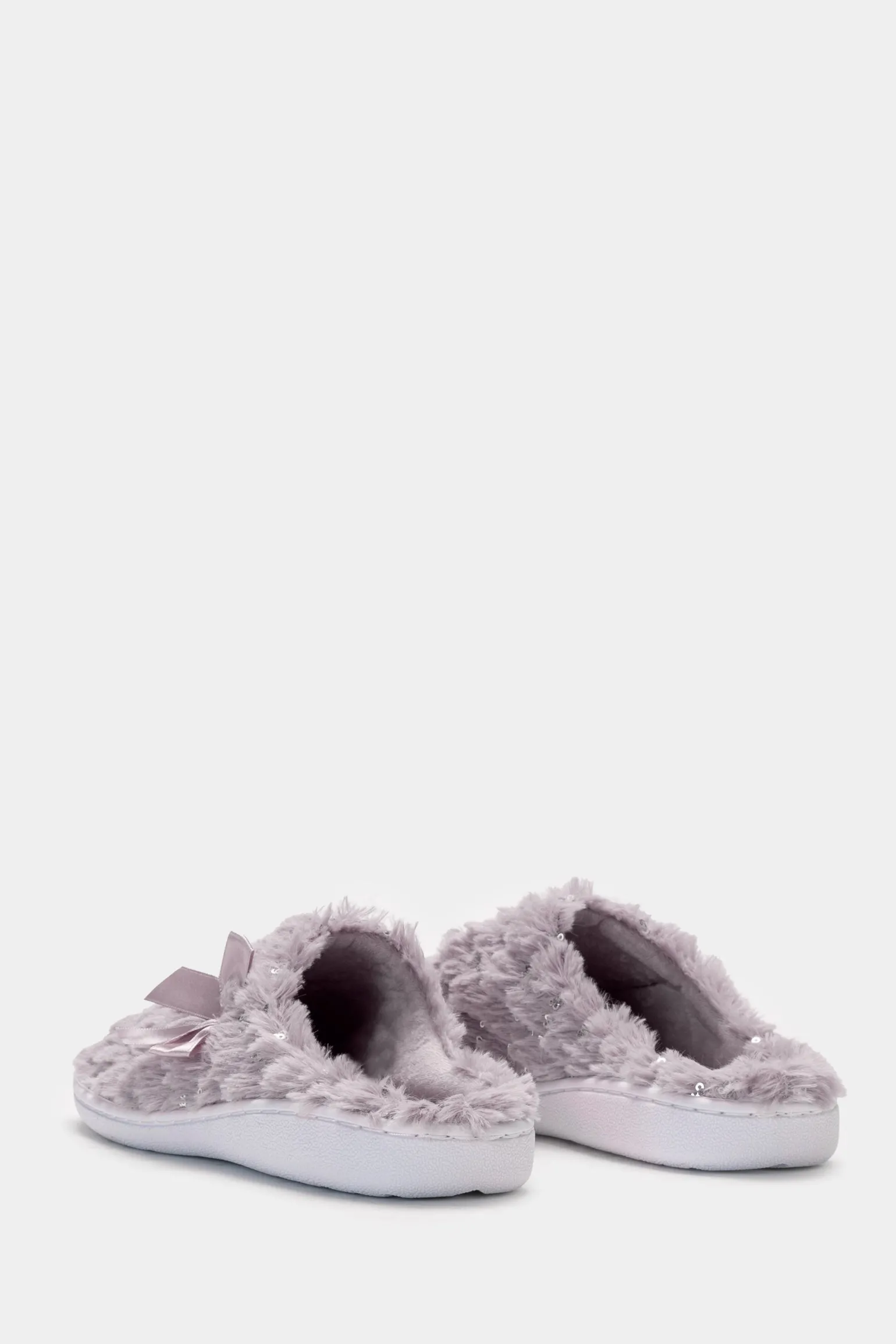 Donna Piazza Italia Pantofole<Pantofola in tessuto furry con paillettes e fondo alto -