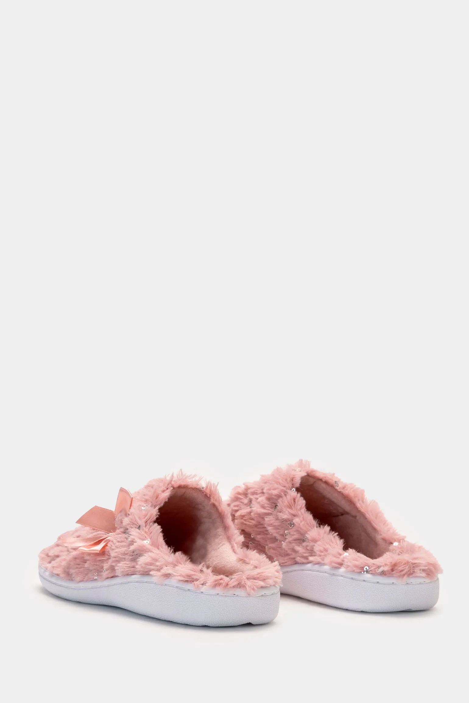 Donna Piazza Italia Pantofole<Pantofola in tessuto furry con paillettes e fondo alto -