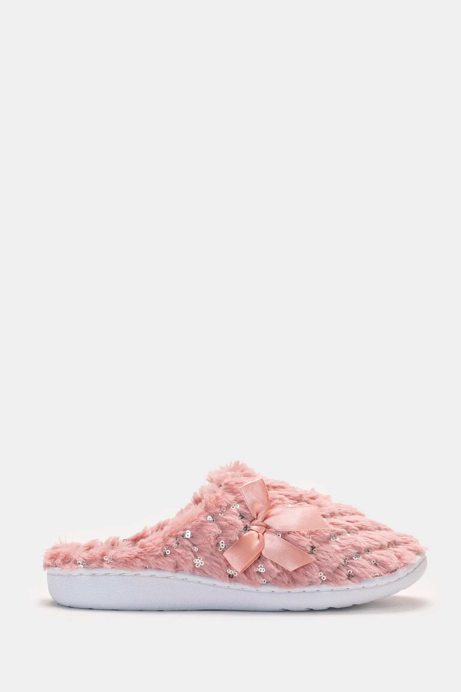 Donna Piazza Italia Pantofole<Pantofola in tessuto furry con paillettes e fondo alto -