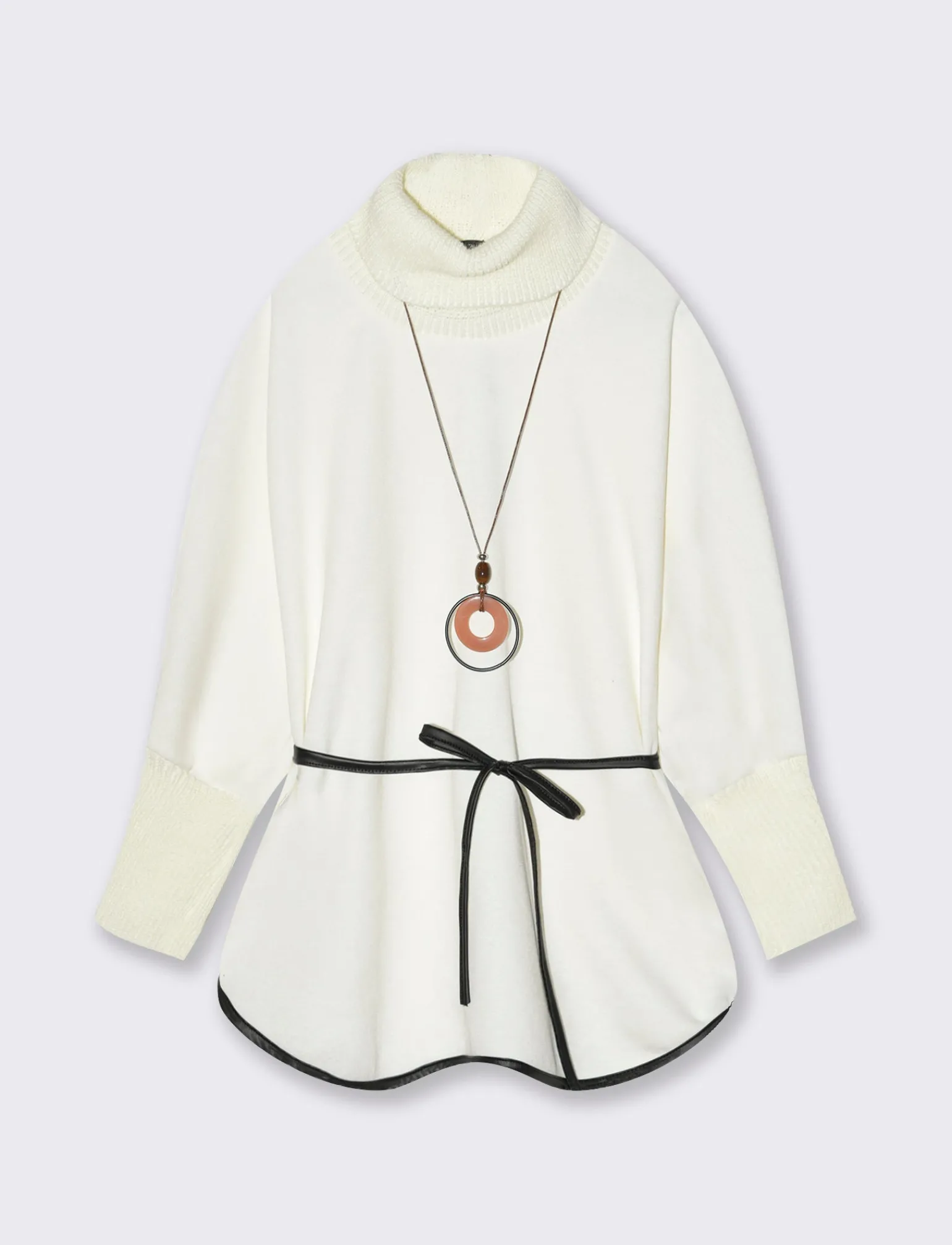 Donna Piazza Italia Maglieria<Pullover collo alto con maniche a 3/4 - Bianco latte