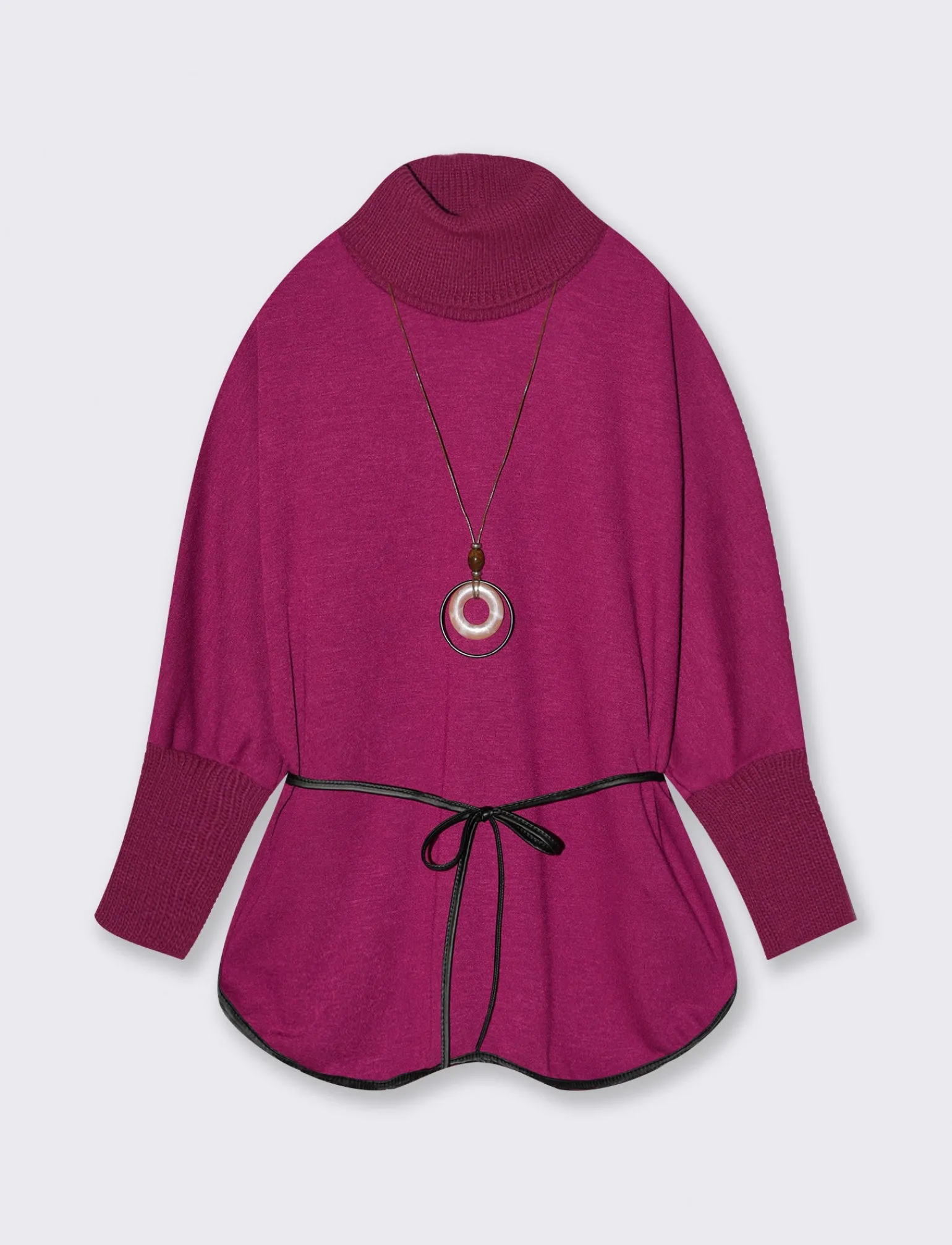 Donna Piazza Italia Maglieria<Pullover collo alto con maniche a 3/4 - Magenta